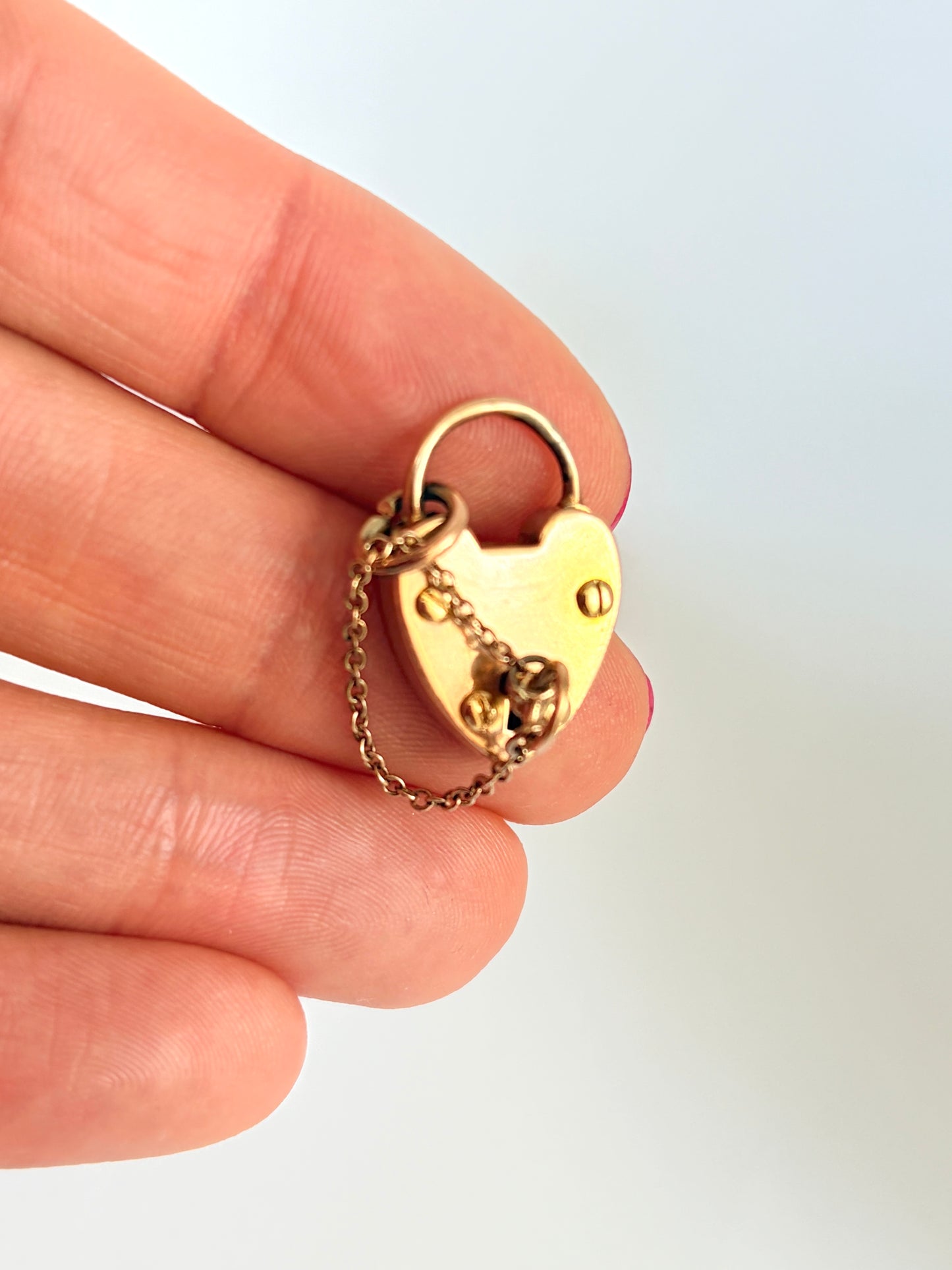 Rare, Antique, 15ct Gold Heart Padlock clasp with matching key, Hallmarked, 15ct Gold