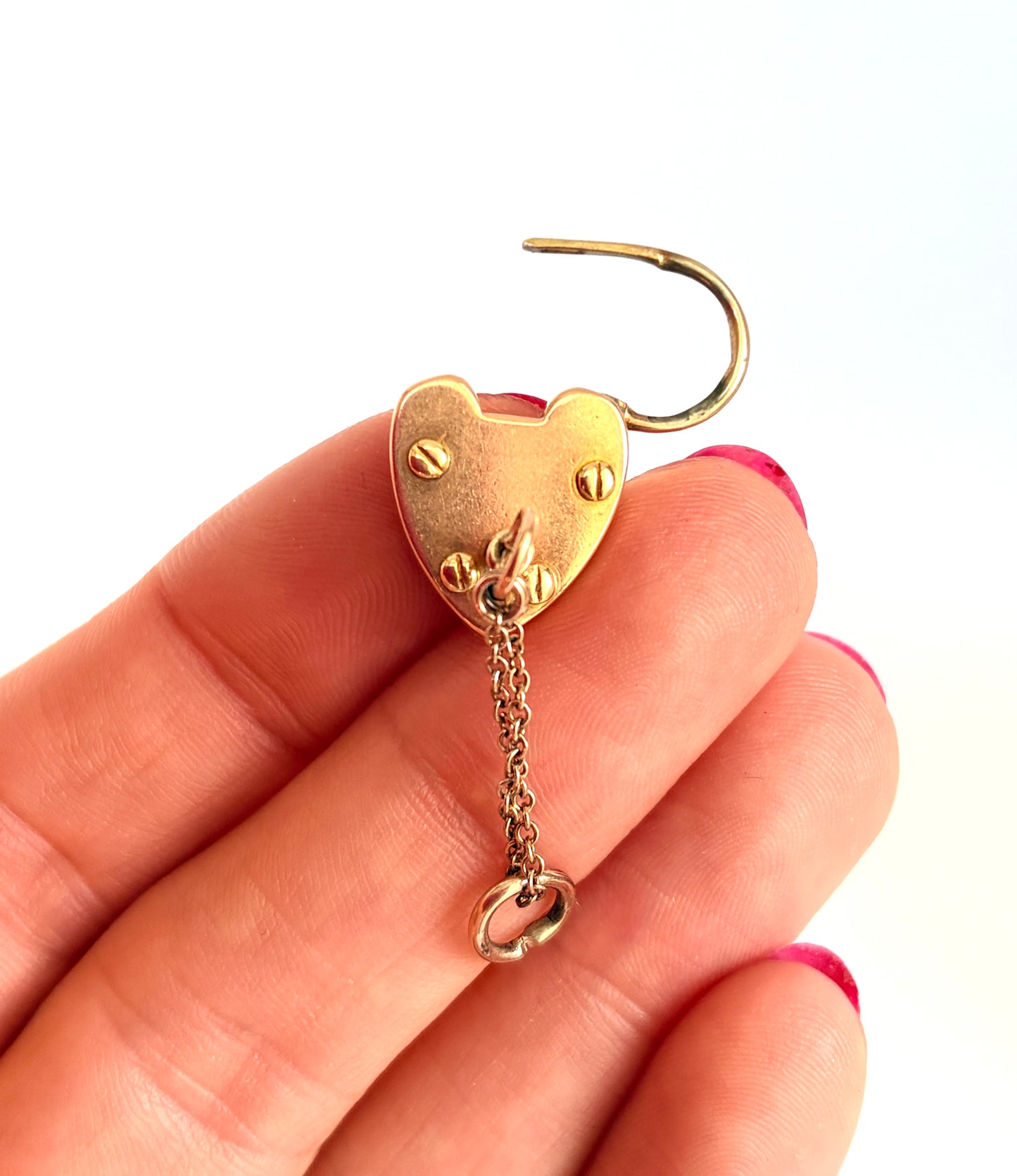 Rare, Antique, 15ct Gold Heart Padlock clasp with matching key, Hallmarked, 15ct Gold