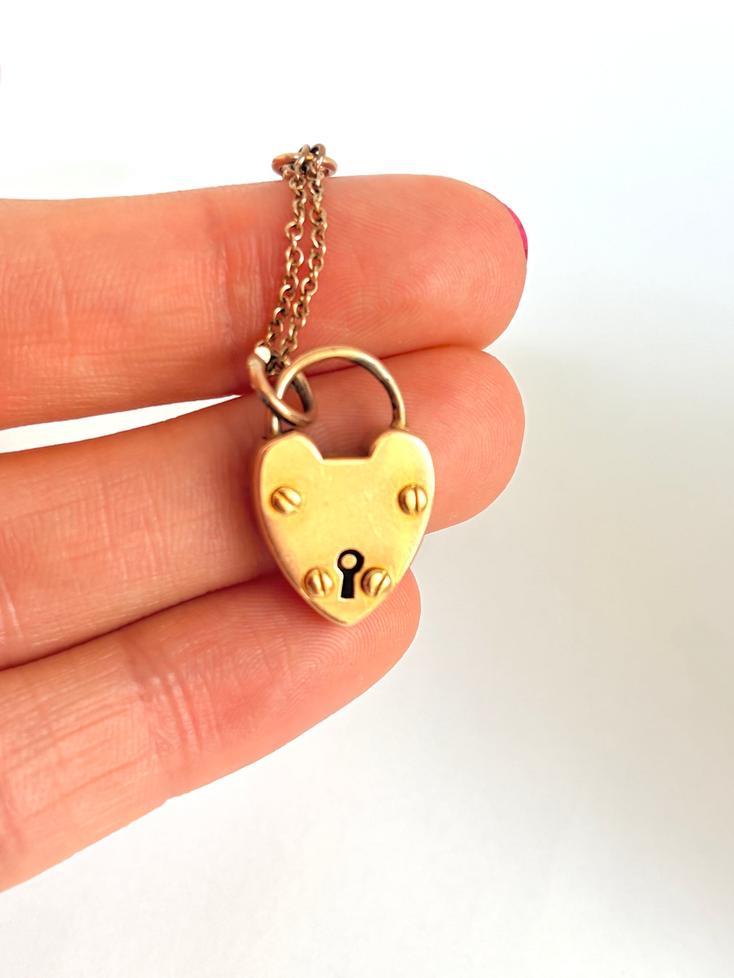 Rare, Antique, 15ct Gold Heart Padlock clasp with matching key, Hallmarked, 15ct Gold