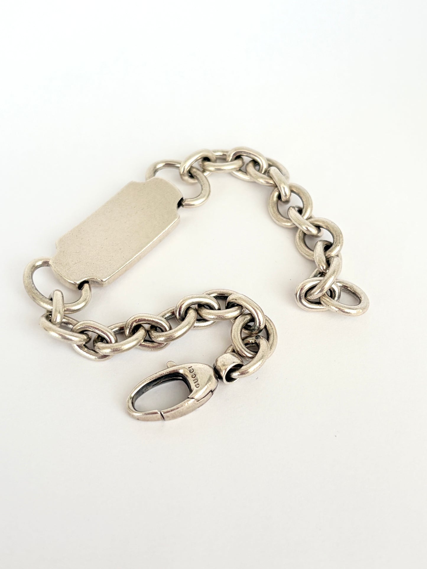 Classic Vintage (c 1990s) Sterling Silver Gucci Tag Bracelet, 7 inches