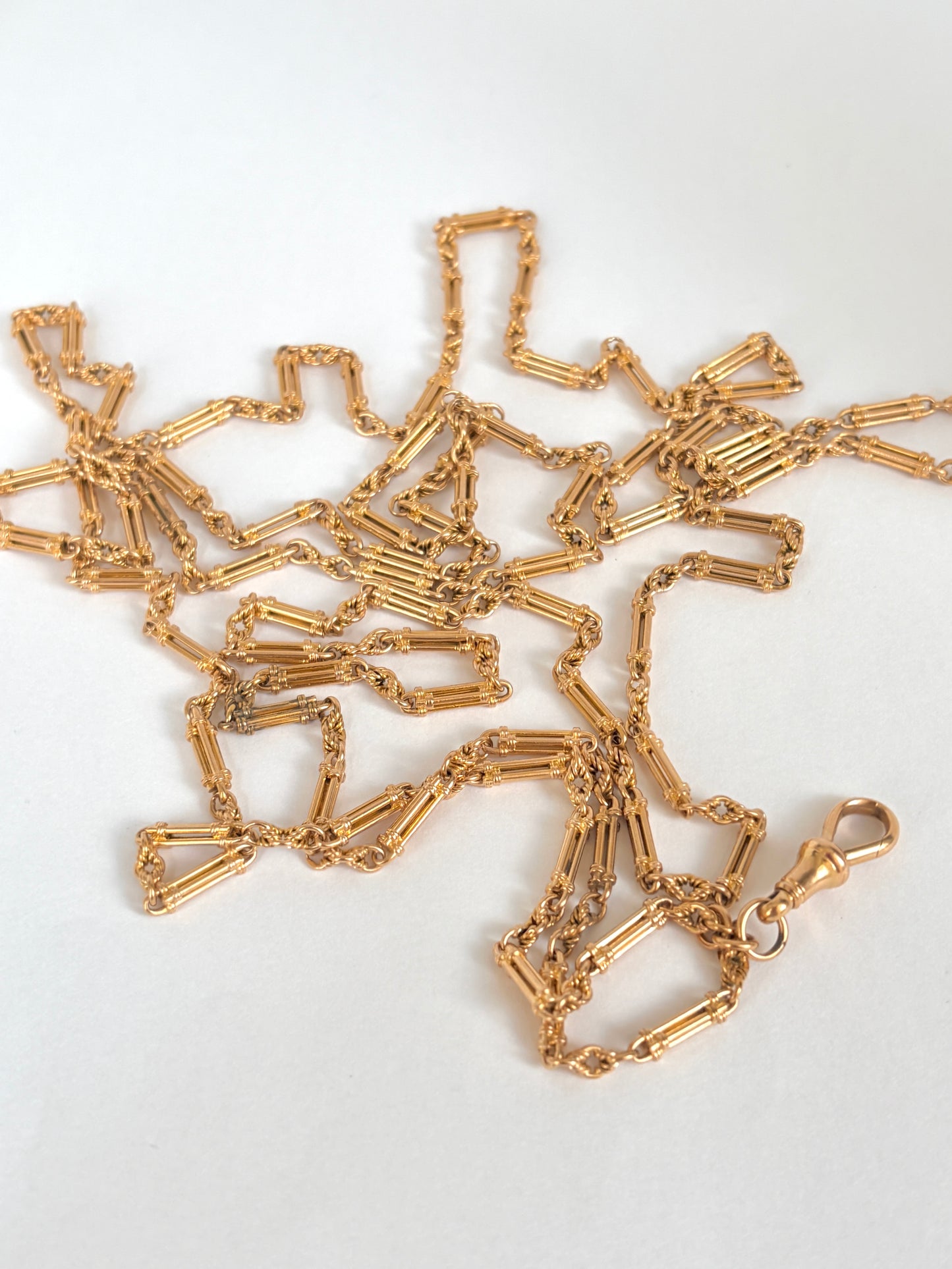 Incredible, Rare, Victorian, 15ct Gold Victorian Long Guard Chain,  58 inches, 48.47g