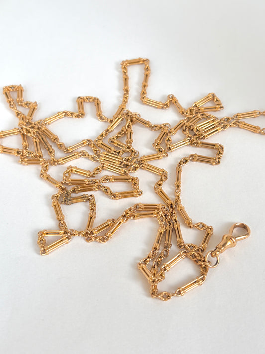Incredible, Rare, Victorian, 15ct Gold Victorian Long Guard Chain,  58 inches, 48.47g