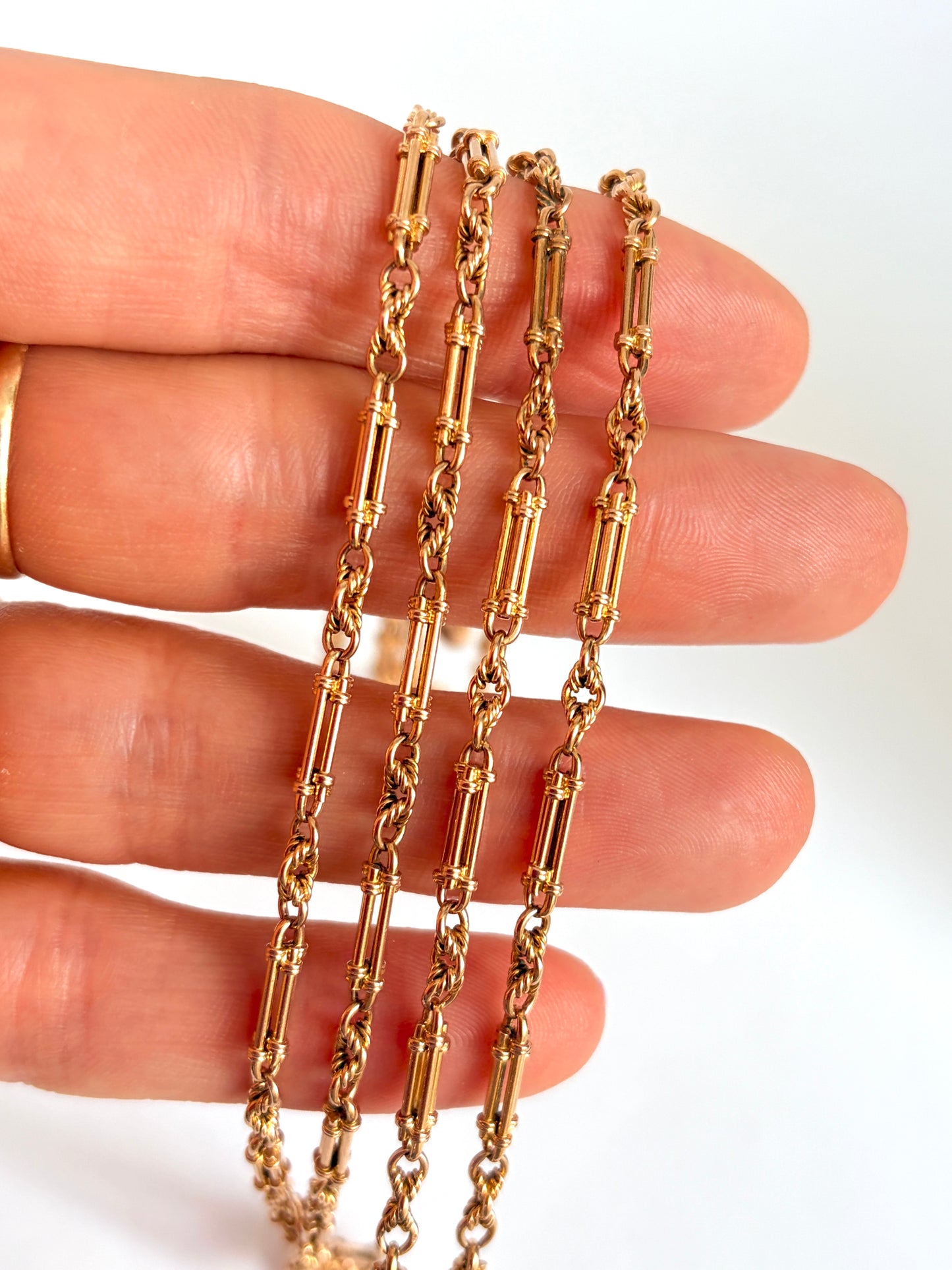 Incredible, Rare, Victorian, 15ct Gold Victorian Long Guard Chain,  58 inches, 48.47g