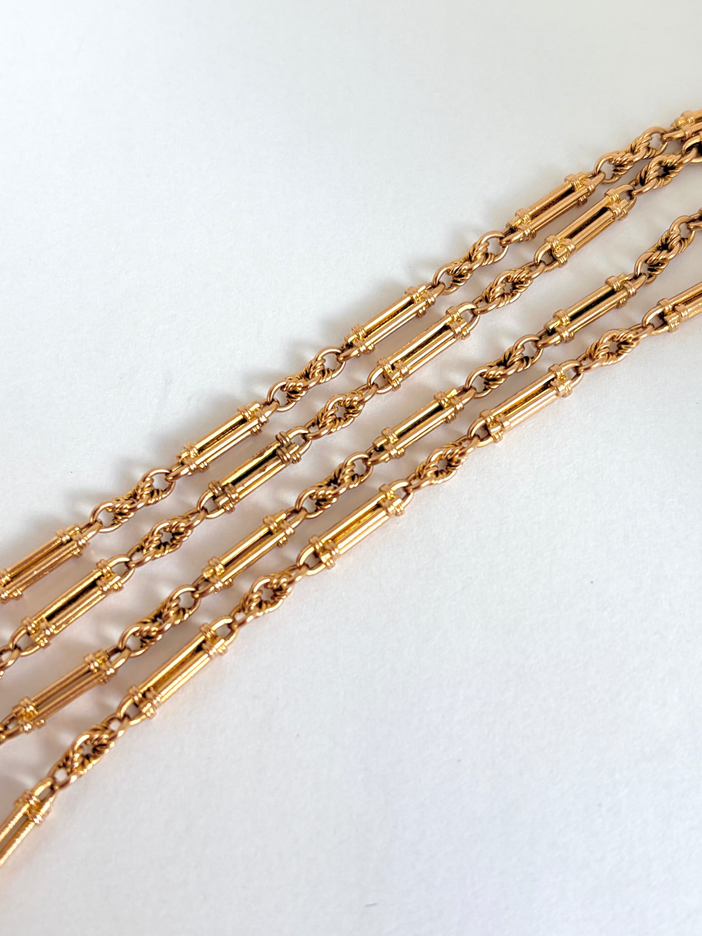 Incredible, Rare, Victorian, 15ct Gold Victorian Long Guard Chain,  58 inches, 48.47g