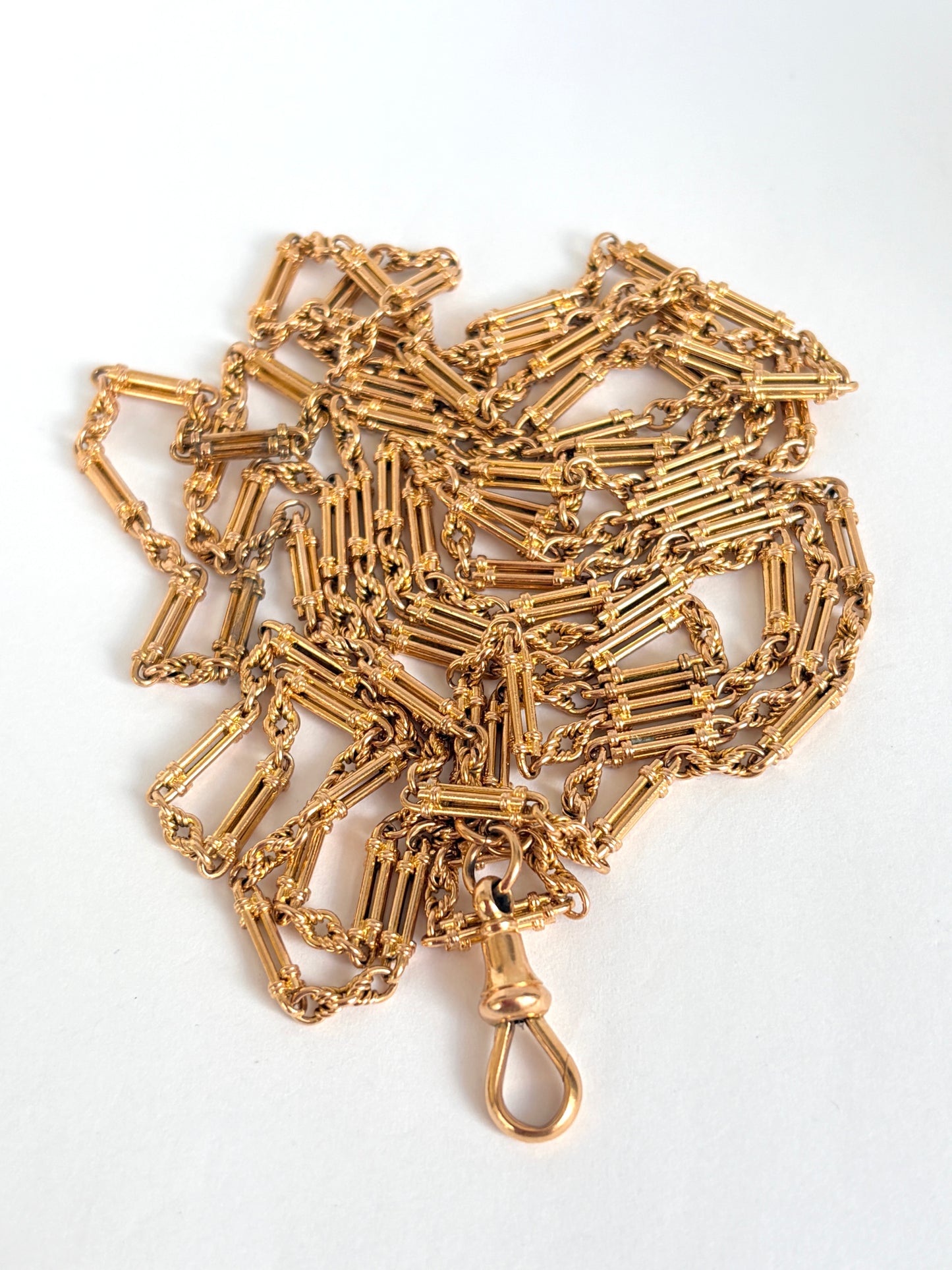 Incredible, Rare, Victorian, 15ct Gold Victorian Long Guard Chain,  58 inches, 48.47g