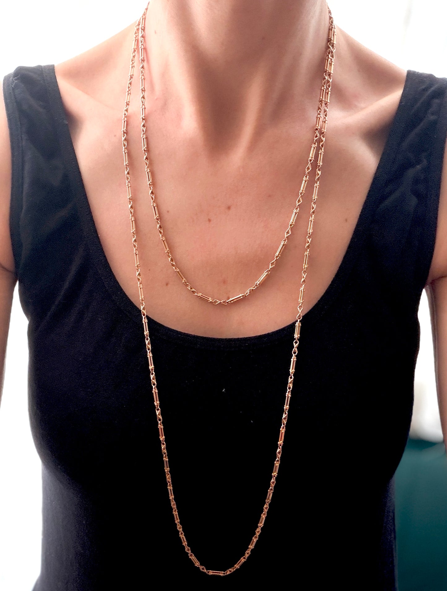 Incredible, Rare, Victorian, 15ct Gold Victorian Long Guard Chain,  58 inches, 48.47g