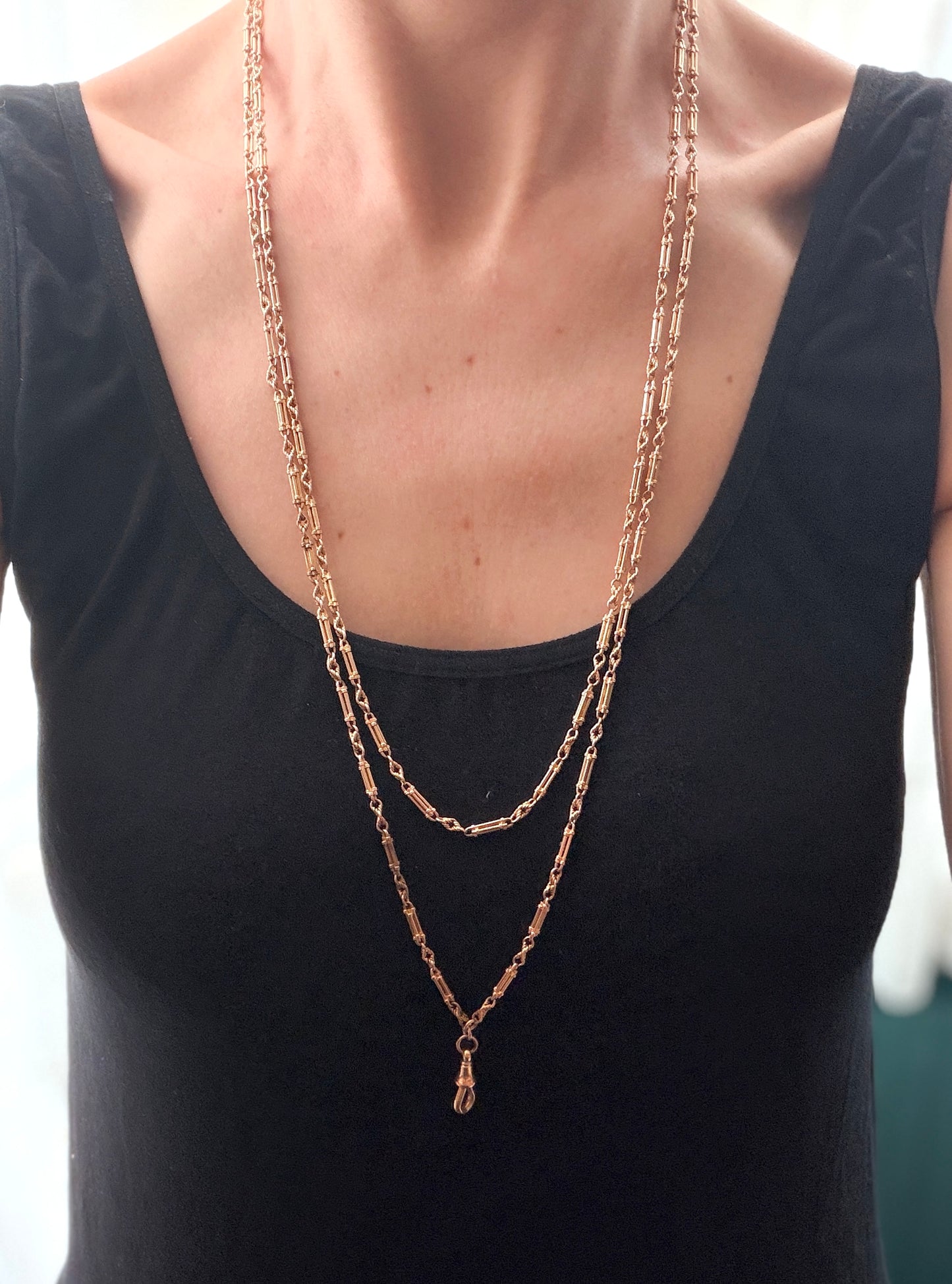 Incredible, Rare, Victorian, 15ct Gold Victorian Long Guard Chain,  58 inches, 48.47g