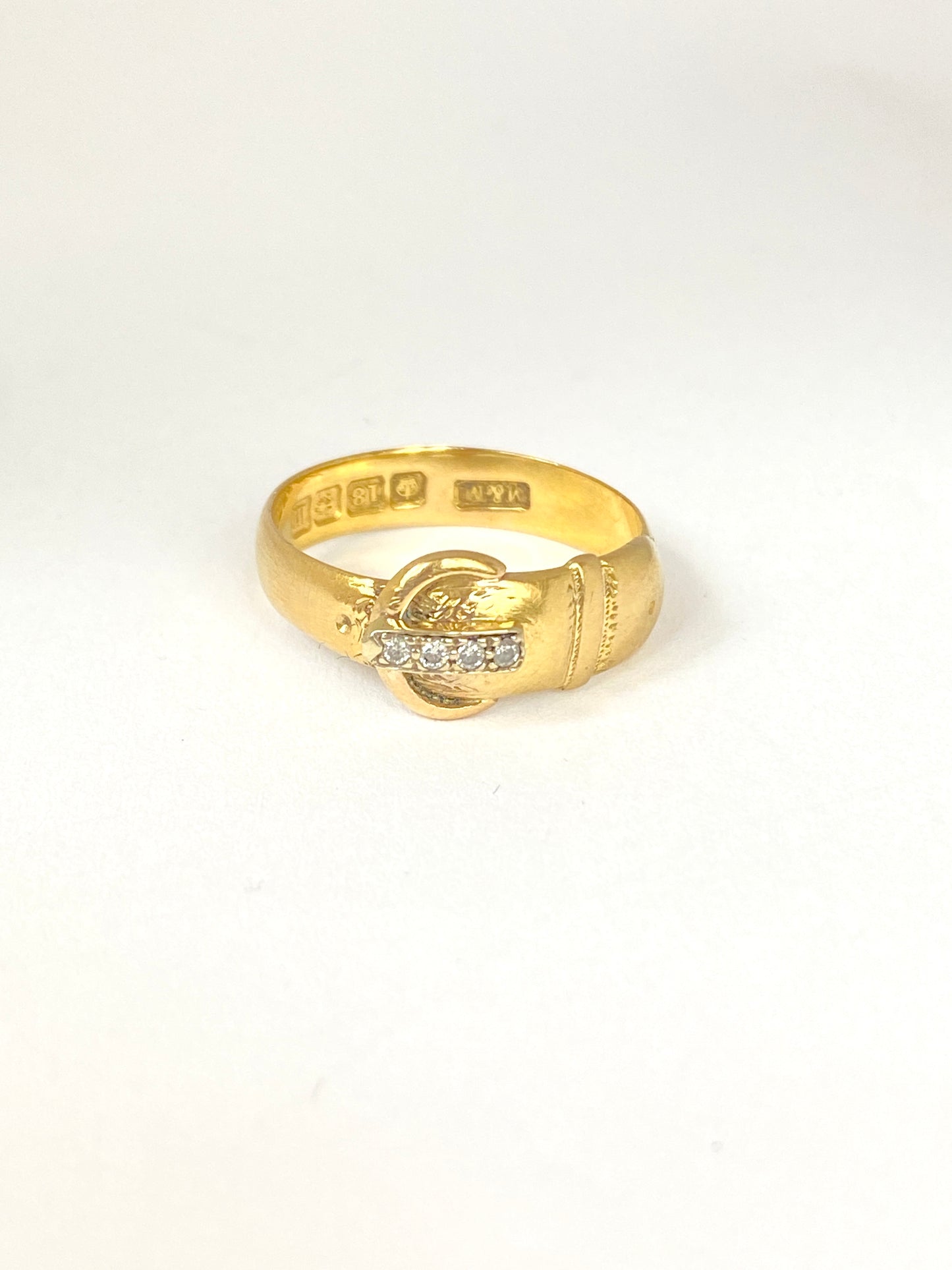 18ct Gold, Diamond Buckle Ring, Hallmarked 18ct Gold, Birmingham and 1911