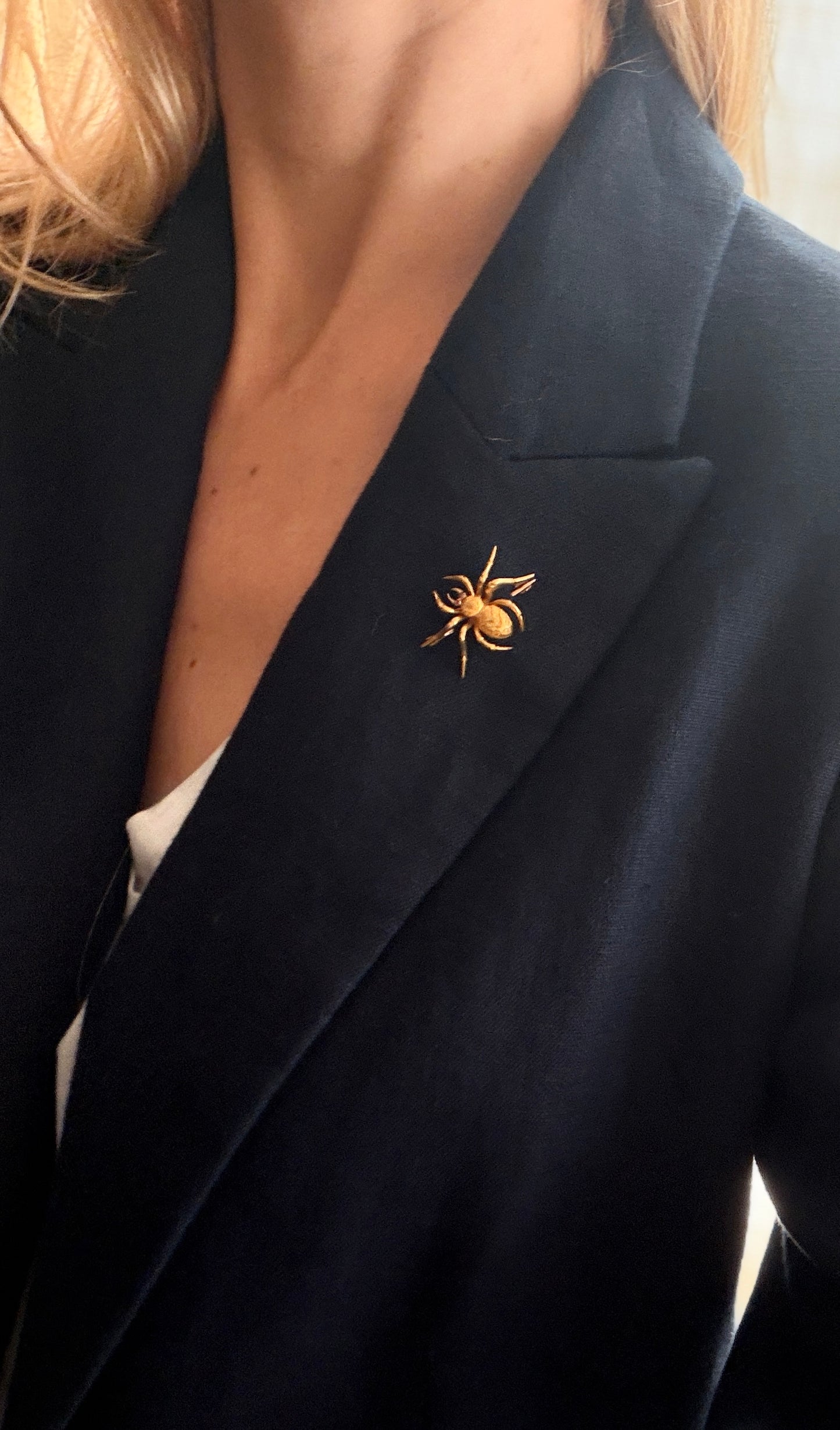 Incredible Art Deco, 18ct Gold Spider Brooch with Ruby eyes, 3.78g