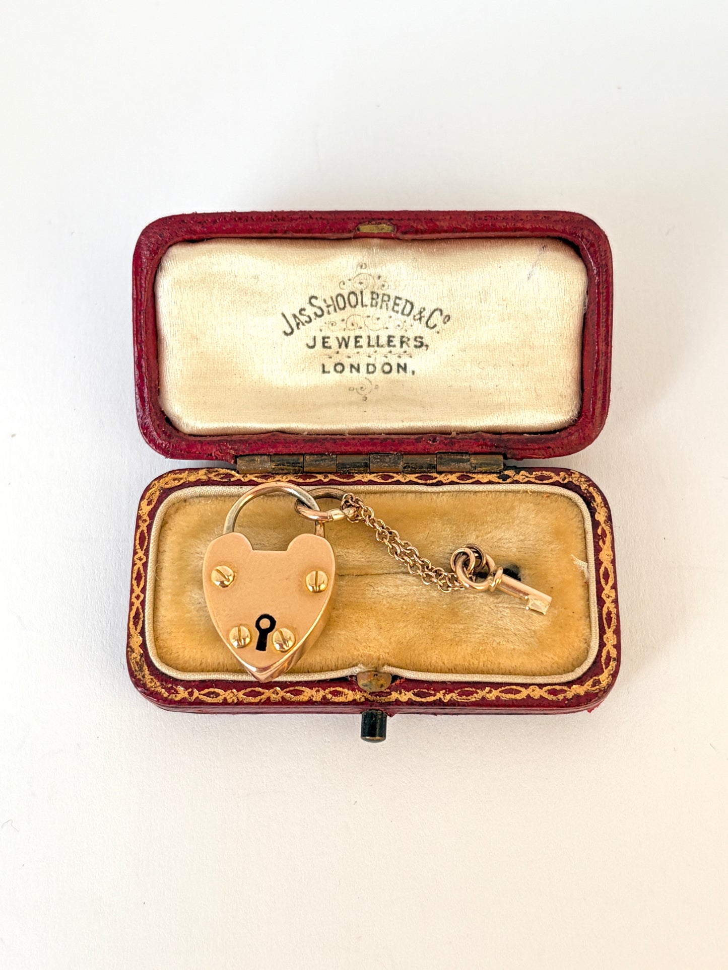 Rare, Antique, 15ct Gold Heart Padlock clasp with matching key, Hallmarked, 15ct Gold