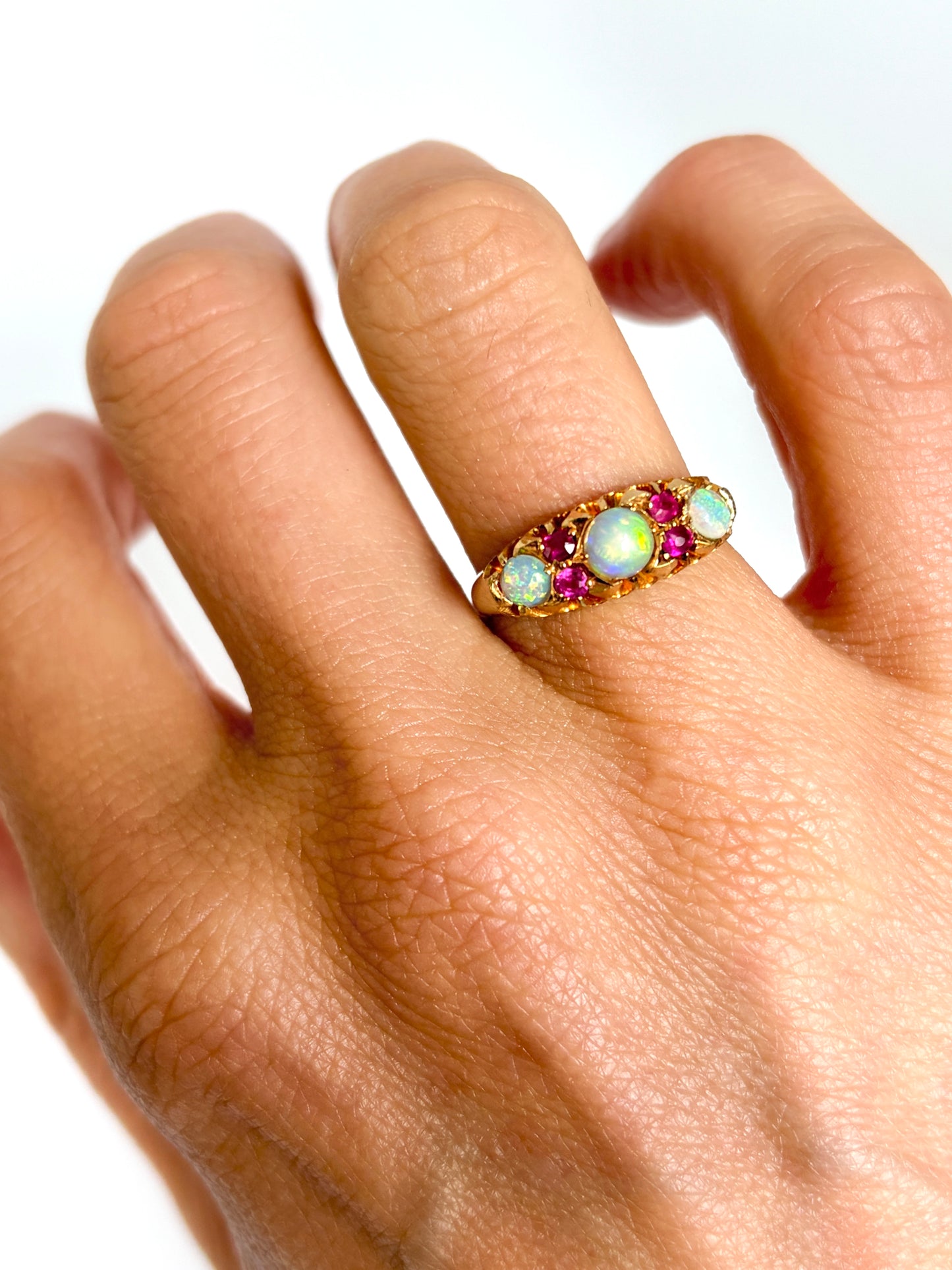Edwardian, Opal and Ruby Ring, Hallmarked 18ct Gold, Birmingham, 1900