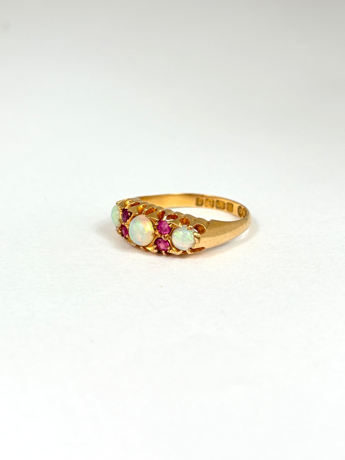Edwardian, Opal and Ruby Ring, Hallmarked 18ct Gold, Birmingham, 1900