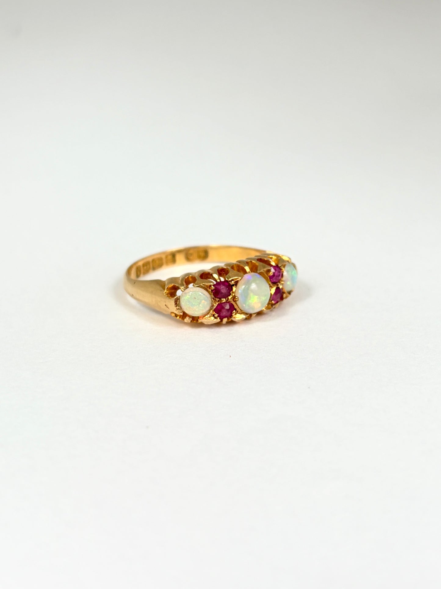 Edwardian, Opal and Ruby Ring, Hallmarked 18ct Gold, Birmingham, 1900