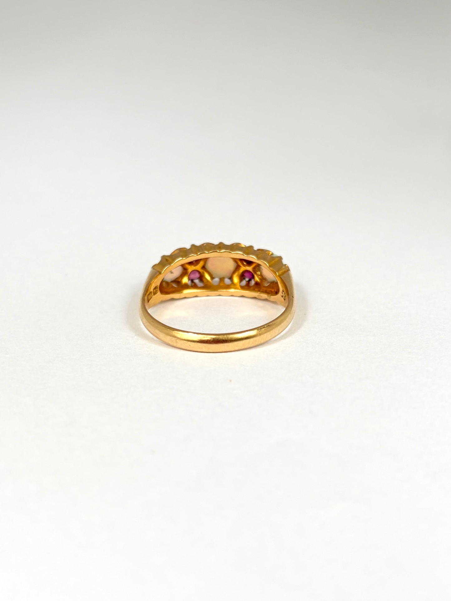 Edwardian, Opal and Ruby Ring, Hallmarked 18ct Gold, Birmingham, 1900