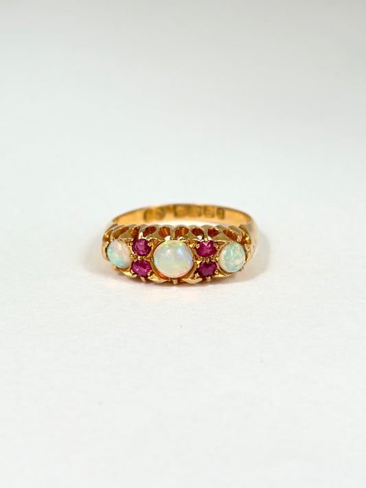 Edwardian, Opal and Ruby Ring, Hallmarked 18ct Gold, Birmingham, 1900