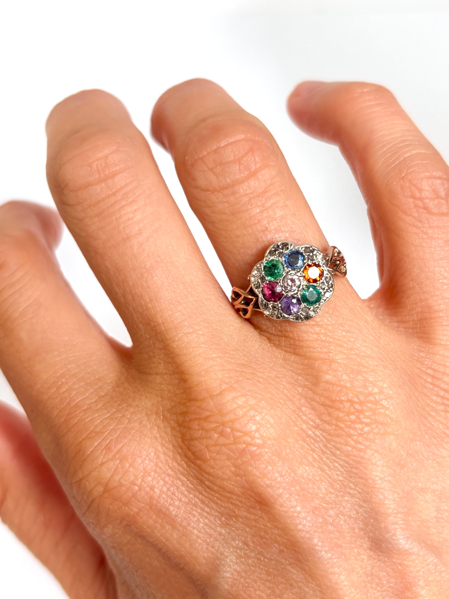 Larlge, Art Deco, 15ct Gold, Dearest Acrostic Multi Gem Ring