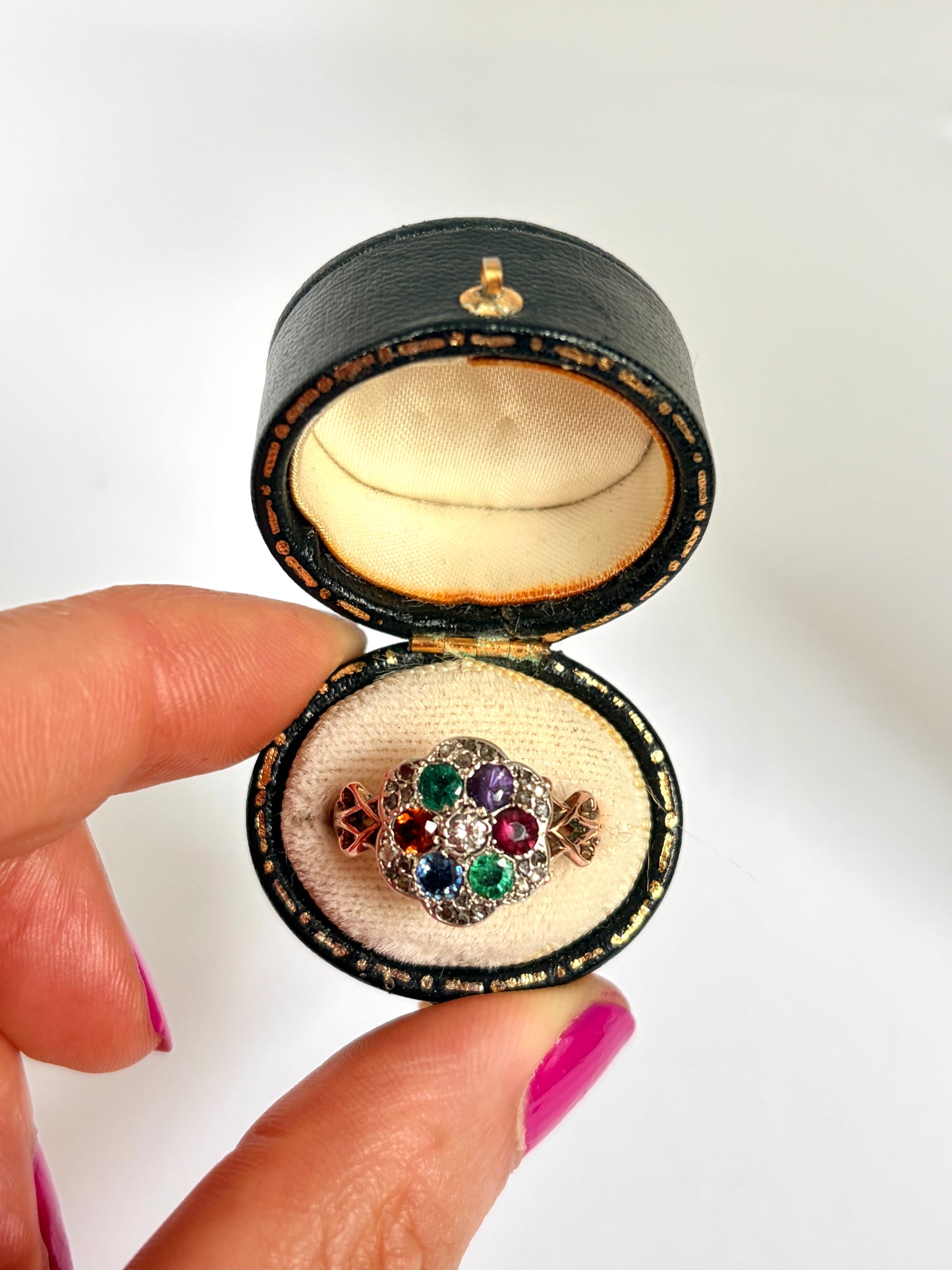 Larlge, Art Deco, 15ct Gold, Dearest Acrostic Multi Gem Ring