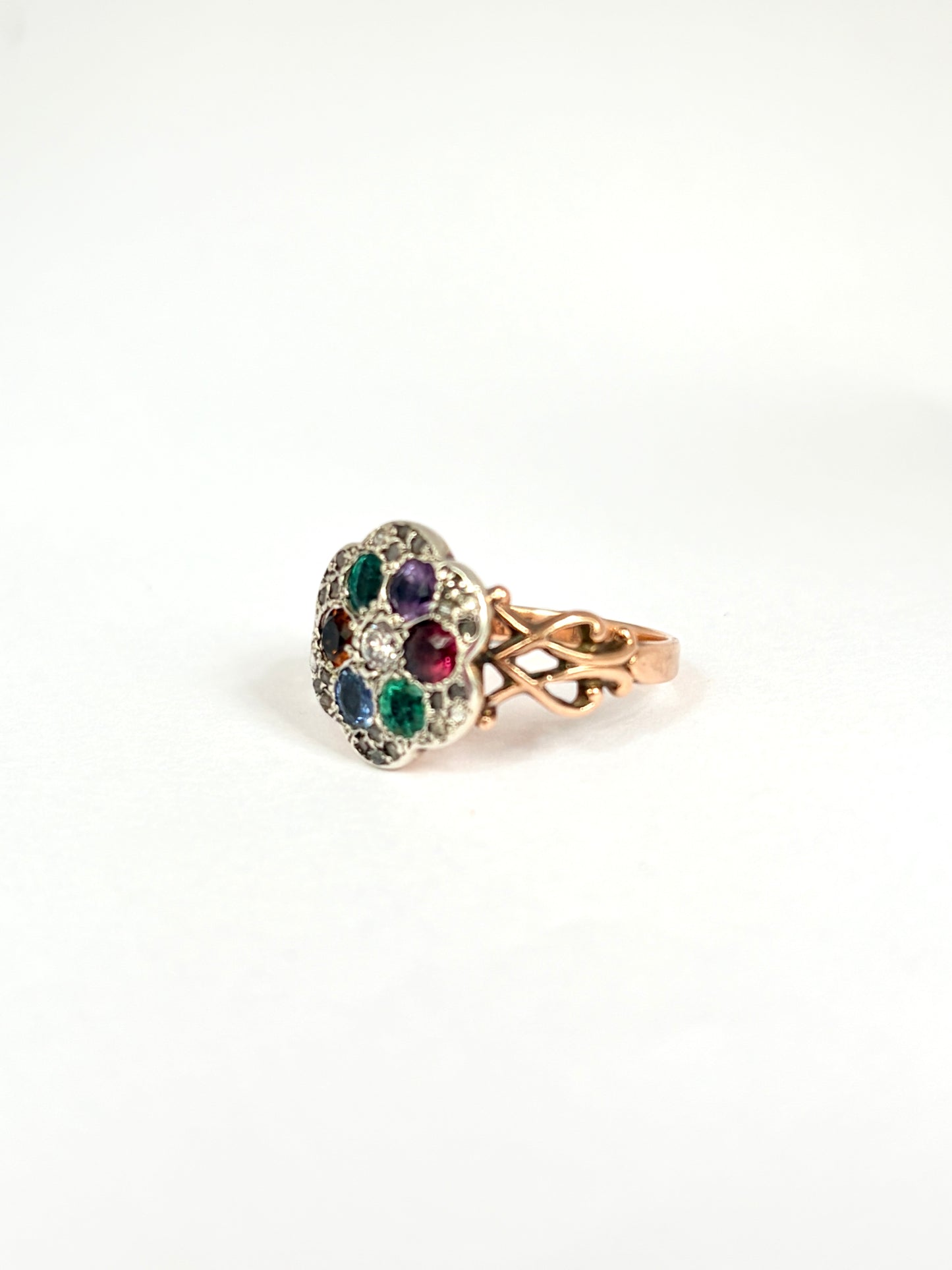 Larlge, Art Deco, 15ct Gold, Dearest Acrostic Multi Gem Ring