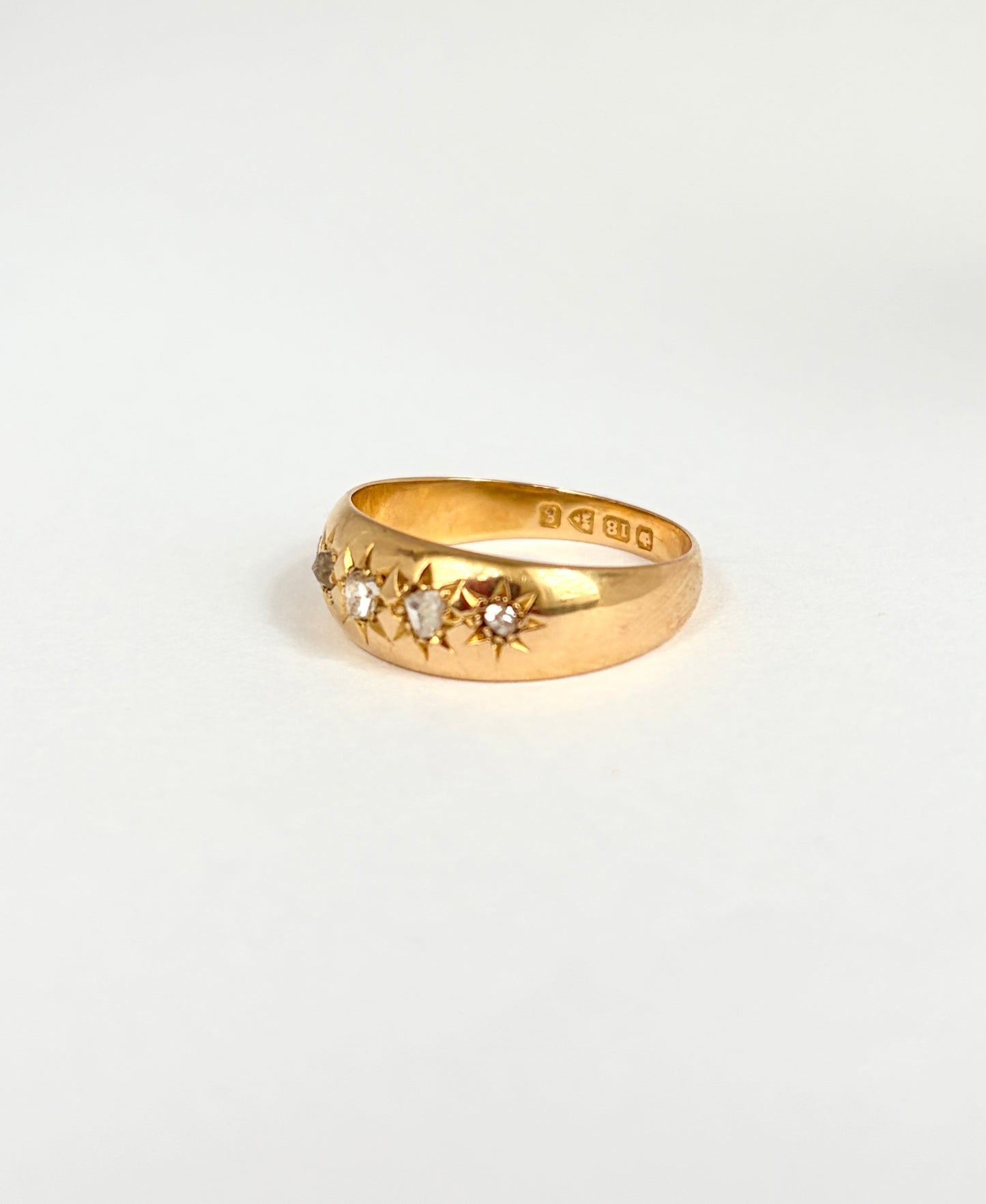 18ct Gold, 5 stone Diamond Starburst Ring, Hallmarked 18ct Gold, Chester, 1905