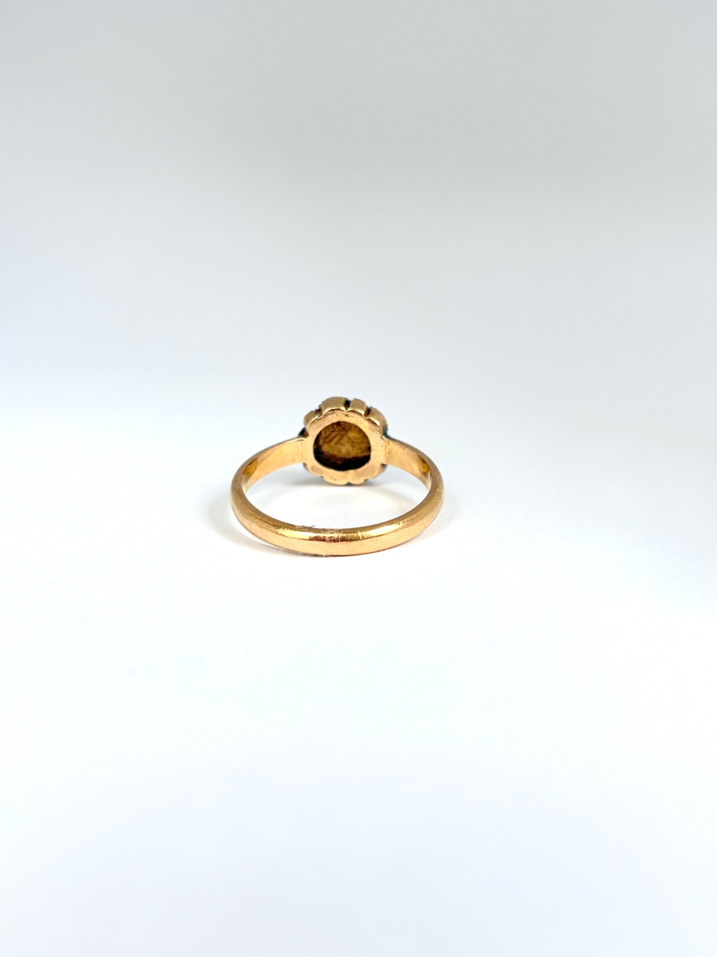 Victorian, 18ct Gold Forget-me-not Ring, with Turquoise and Rose Cut Diamonds