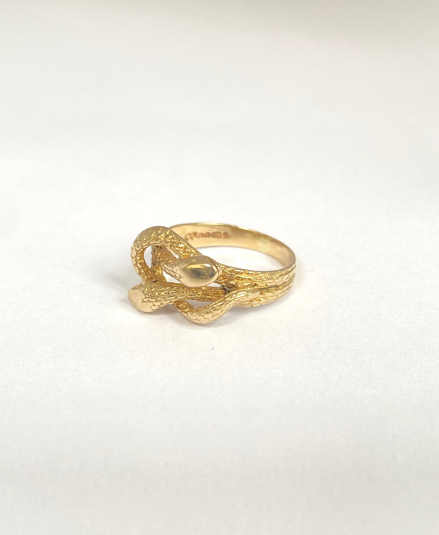 9ct Gold Vintage Double Snake Ring, Hallmarked 9ct Gold, and 2001