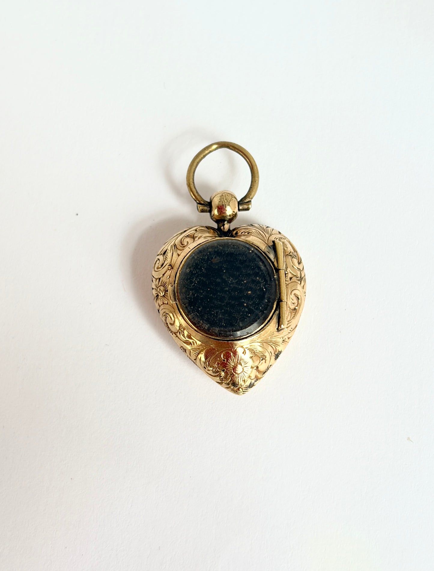 Victorian, Rolled Gold, Forget me Not Heart Locket with Natural Turquoise