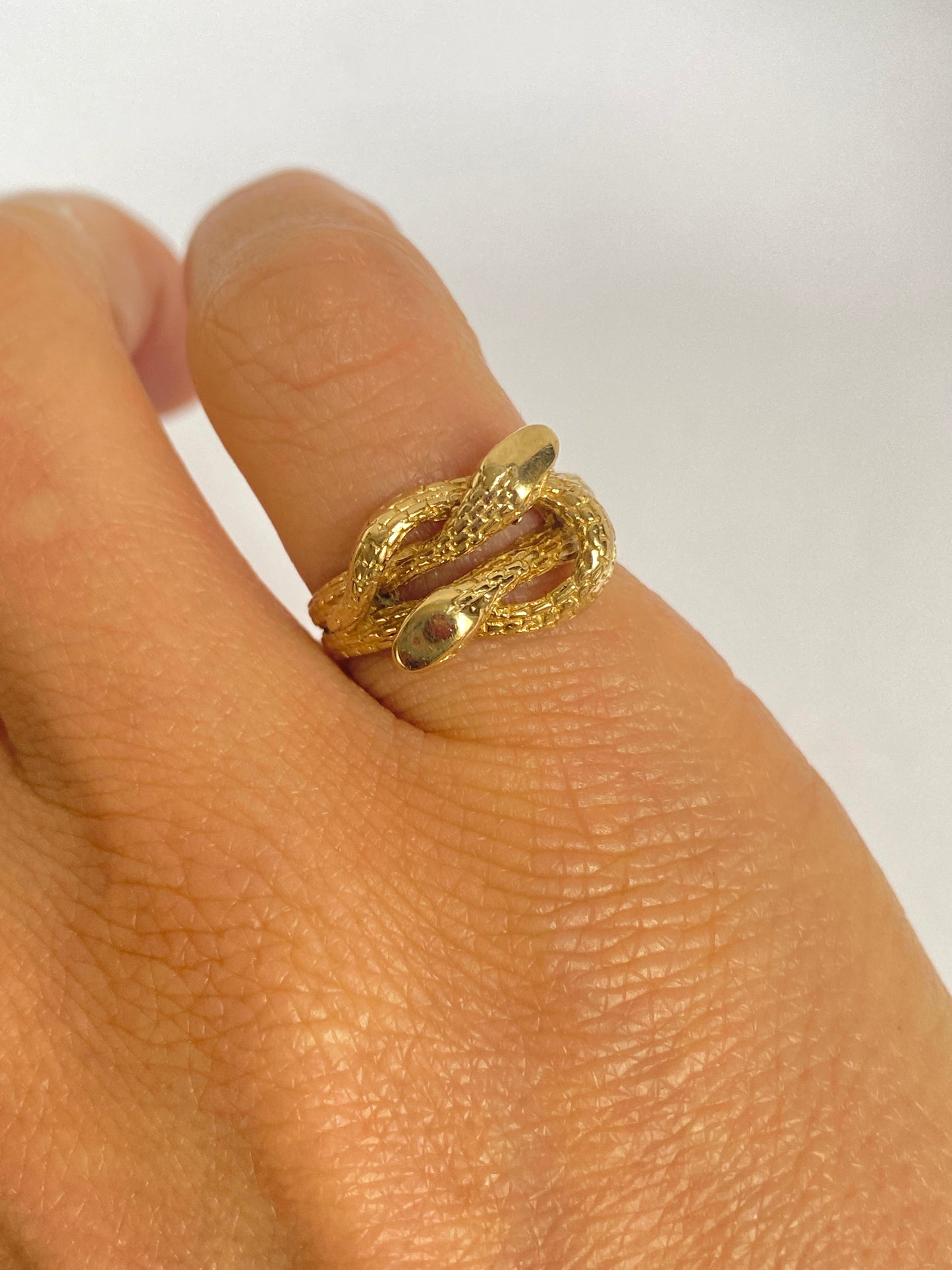 9ct Gold Vintage Double Snake Ring, Hallmarked 9ct Gold, and 2001