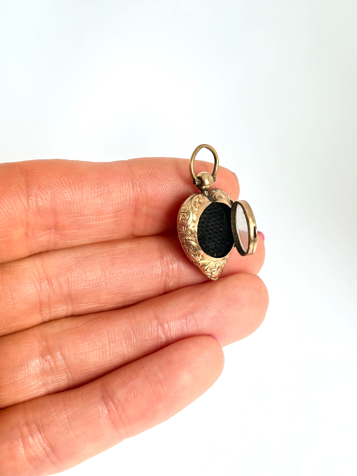 Victorian, Rolled Gold, Forget me Not Heart Locket with Natural Turquoise