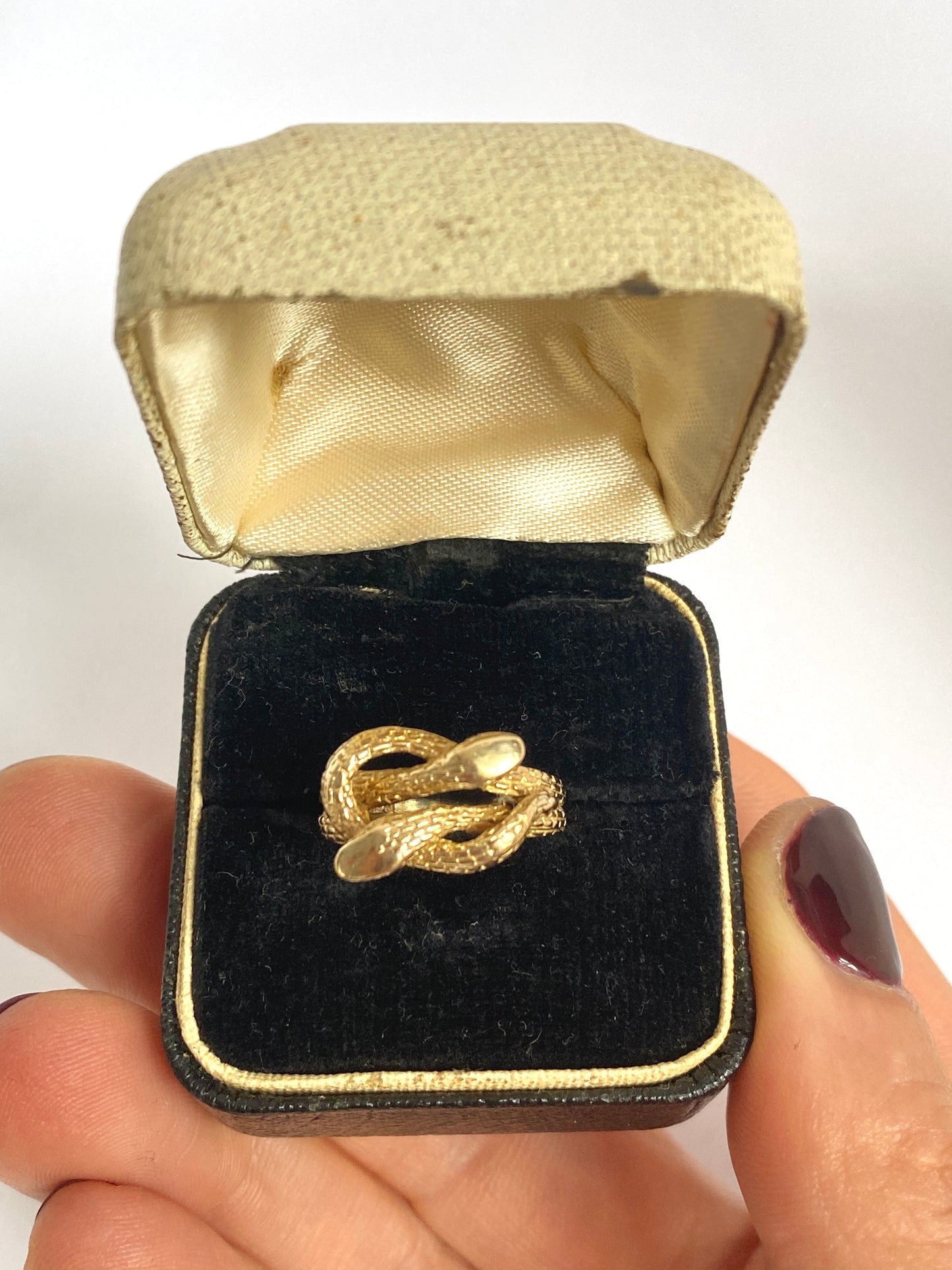 9ct Gold Vintage Double Snake Ring, Hallmarked 9ct Gold, and 2001