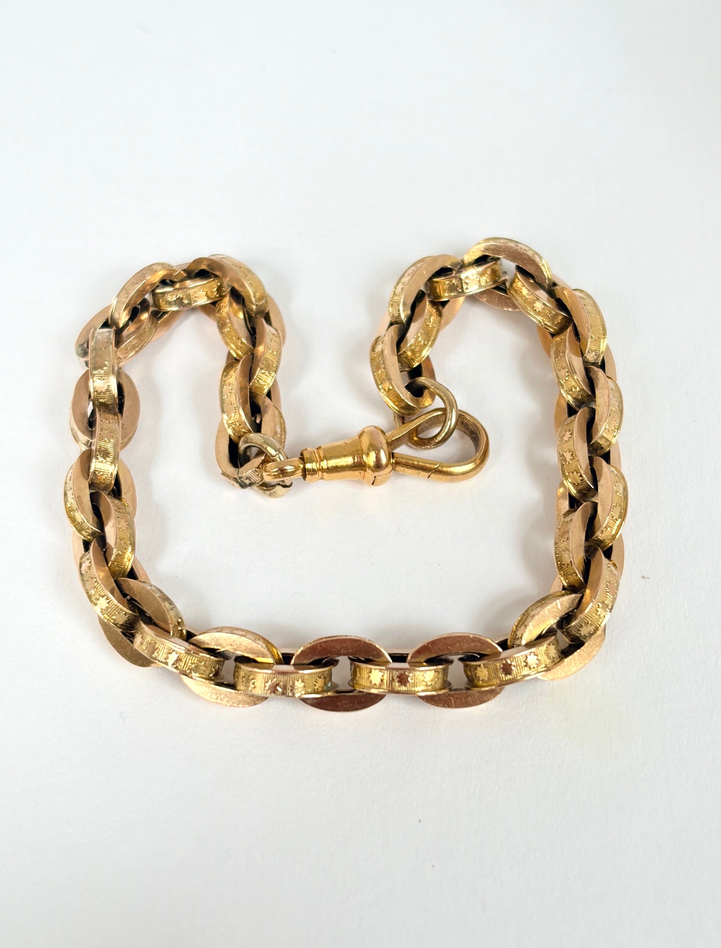 Rare, Chunky, Antique, 9ct Gold Star Link Bracelet. 8 inches, 14.46g