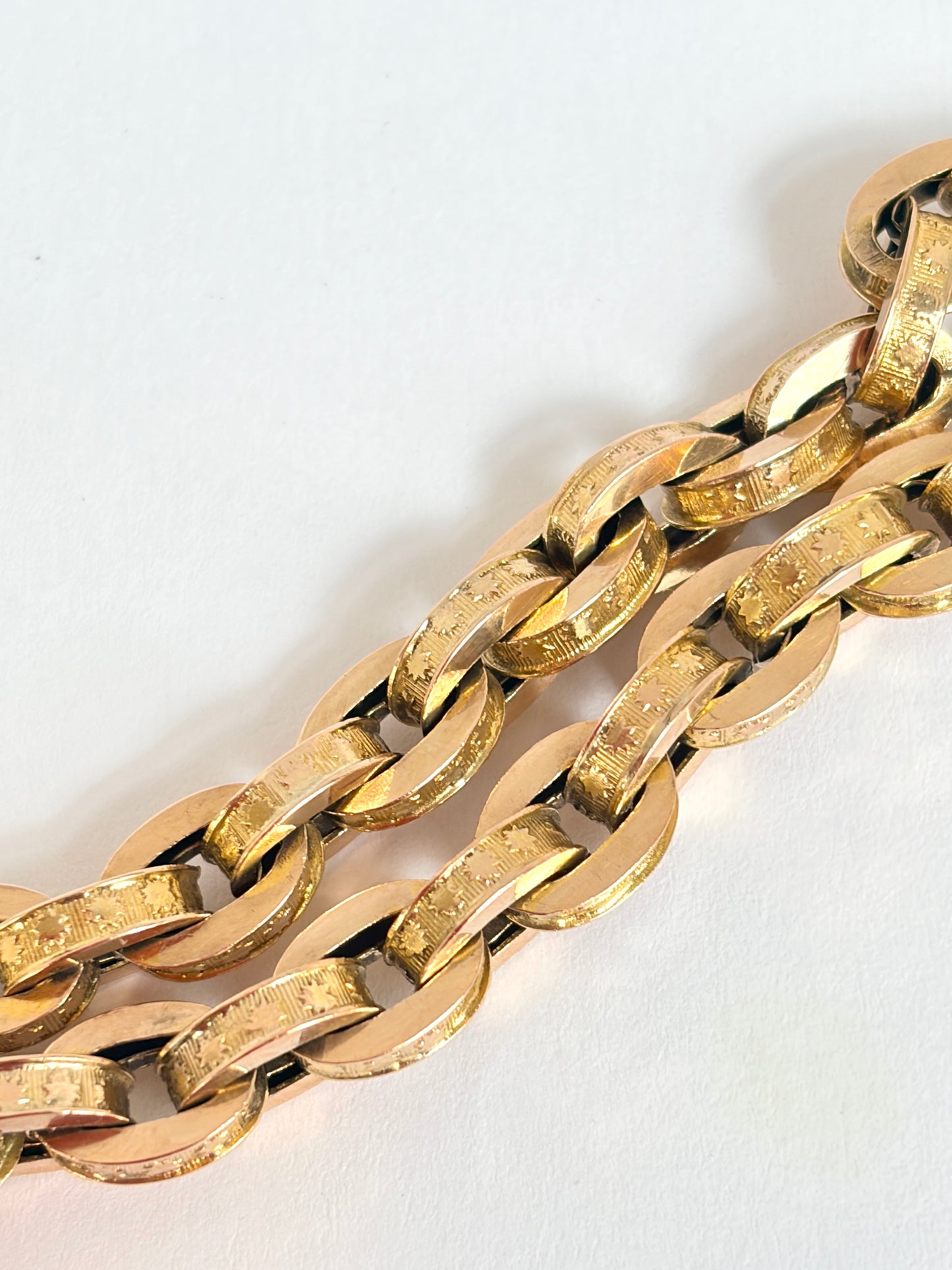 Rare, Chunky, Antique, 9ct Gold Star Link Bracelet. 8 inches, 14.46g