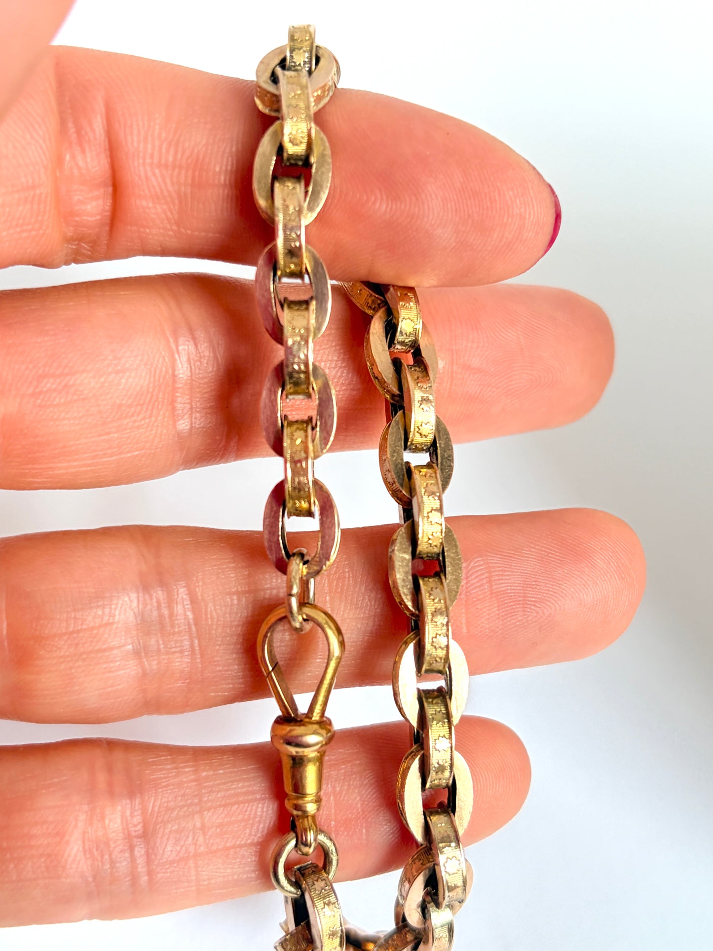 Rare, Chunky, Antique, 9ct Gold Star Link Bracelet. 8 inches, 14.46g