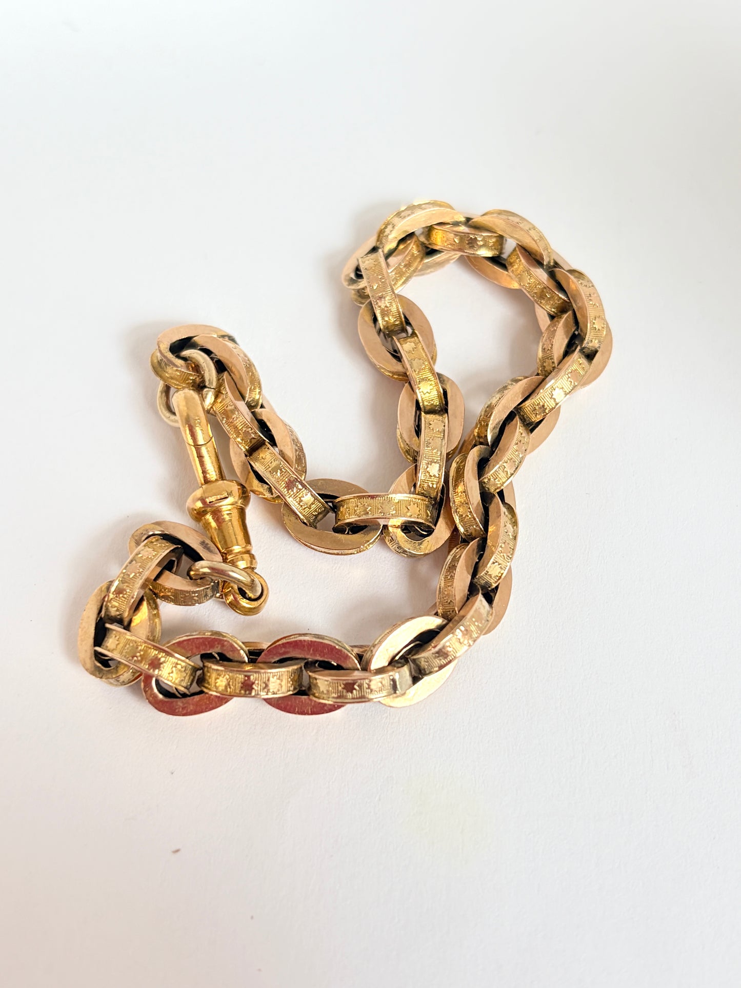 Rare, Chunky, Antique, 9ct Gold Star Link Bracelet. 8 inches, 14.46g