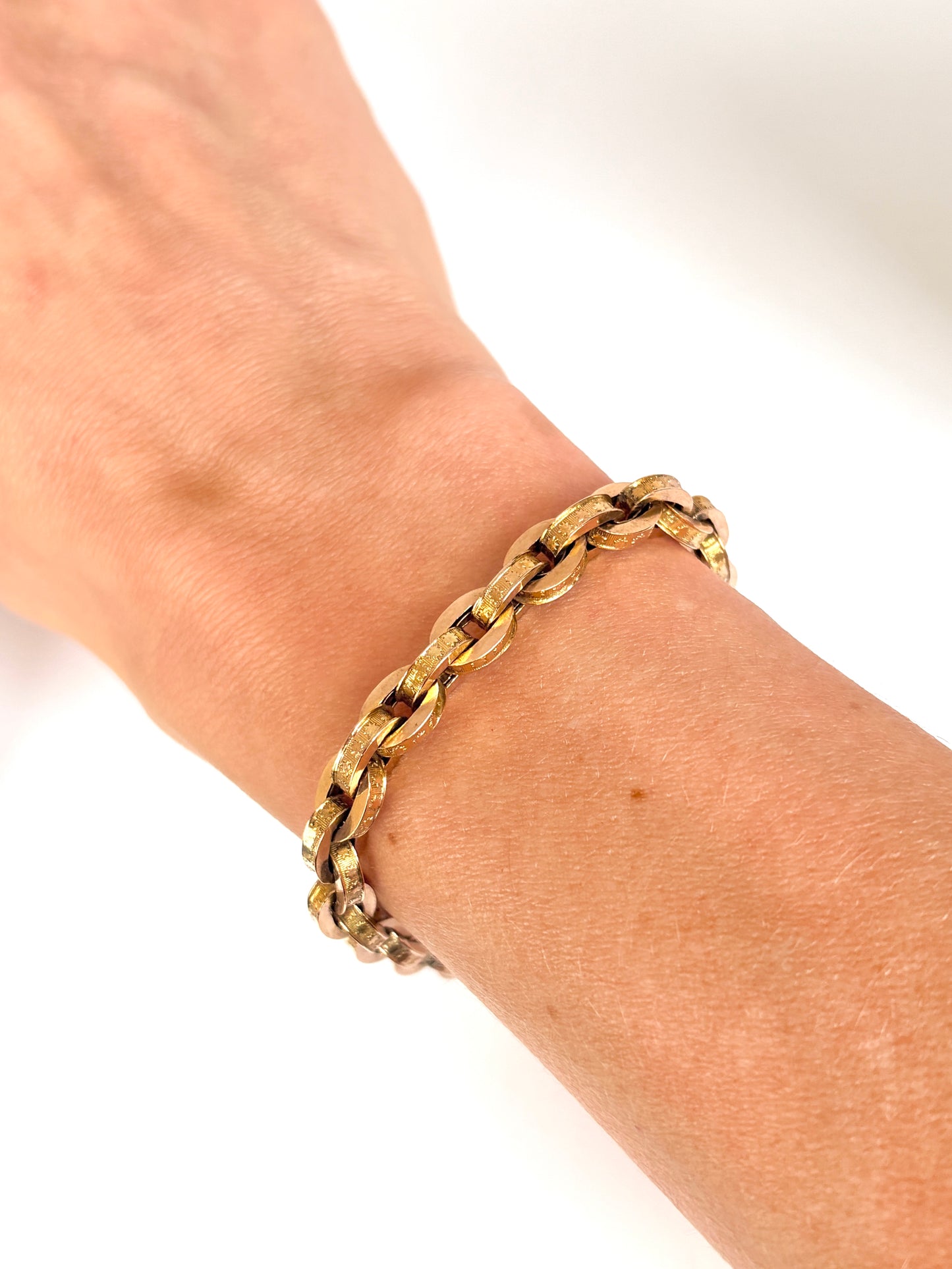 Rare, Chunky, Antique, 9ct Gold Star Link Bracelet. 8 inches, 14.46g