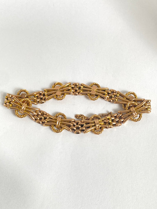 9ct Gold Vintage Hidden Clasp Fancy Link Bracelet