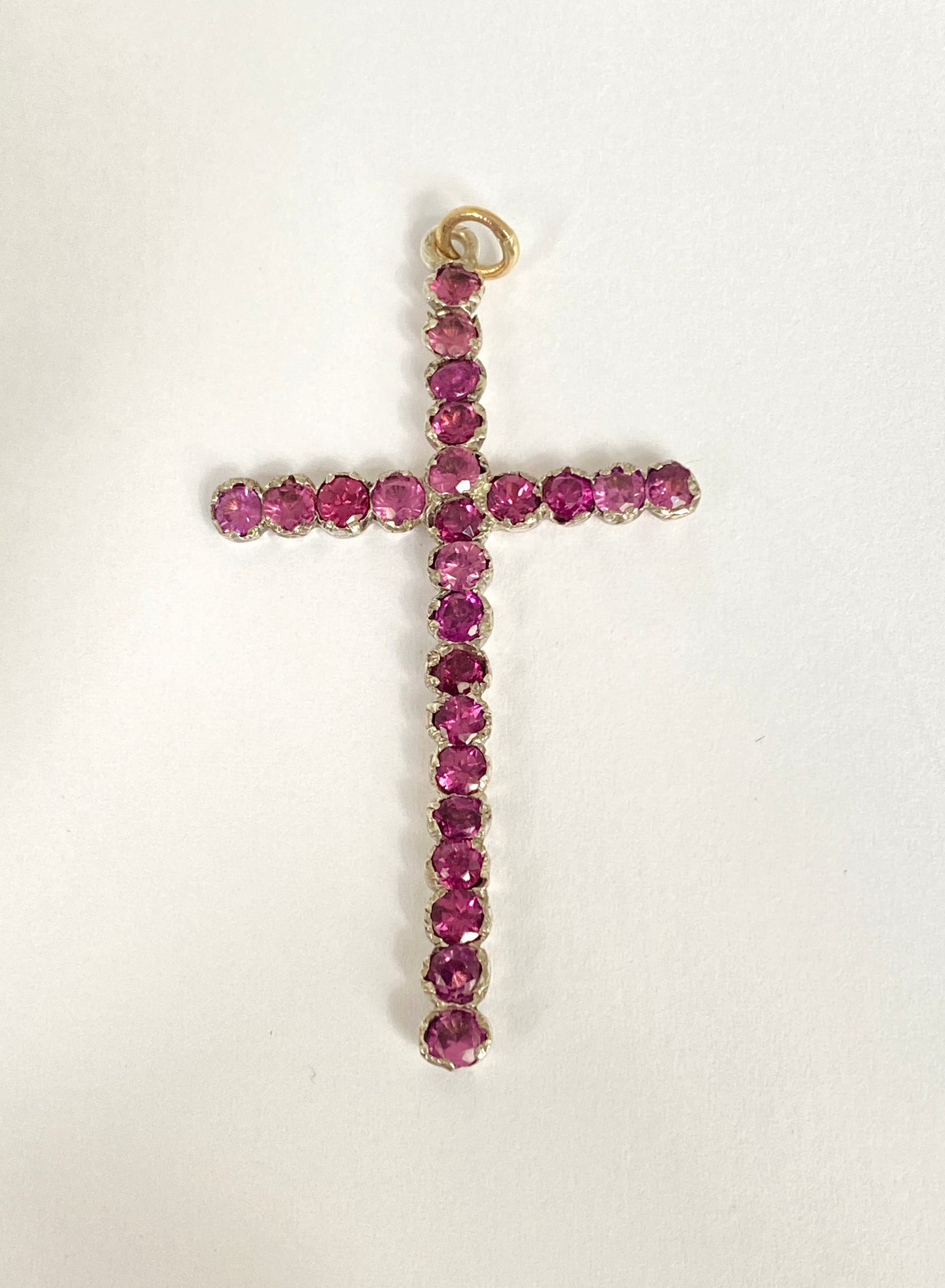 Victorian, Silver and Gold Rhodelite Garnet Cross