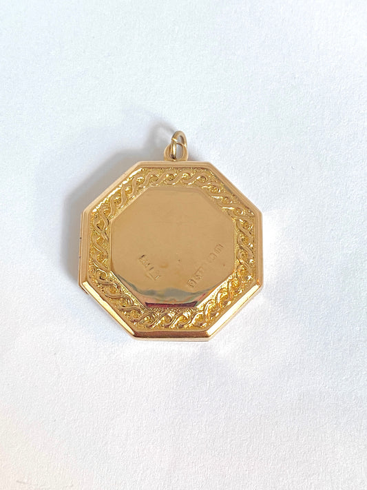 Antique, 9ct Gold Octagon Locket, Hallmarked 9ct Gold, Birmingham 1912