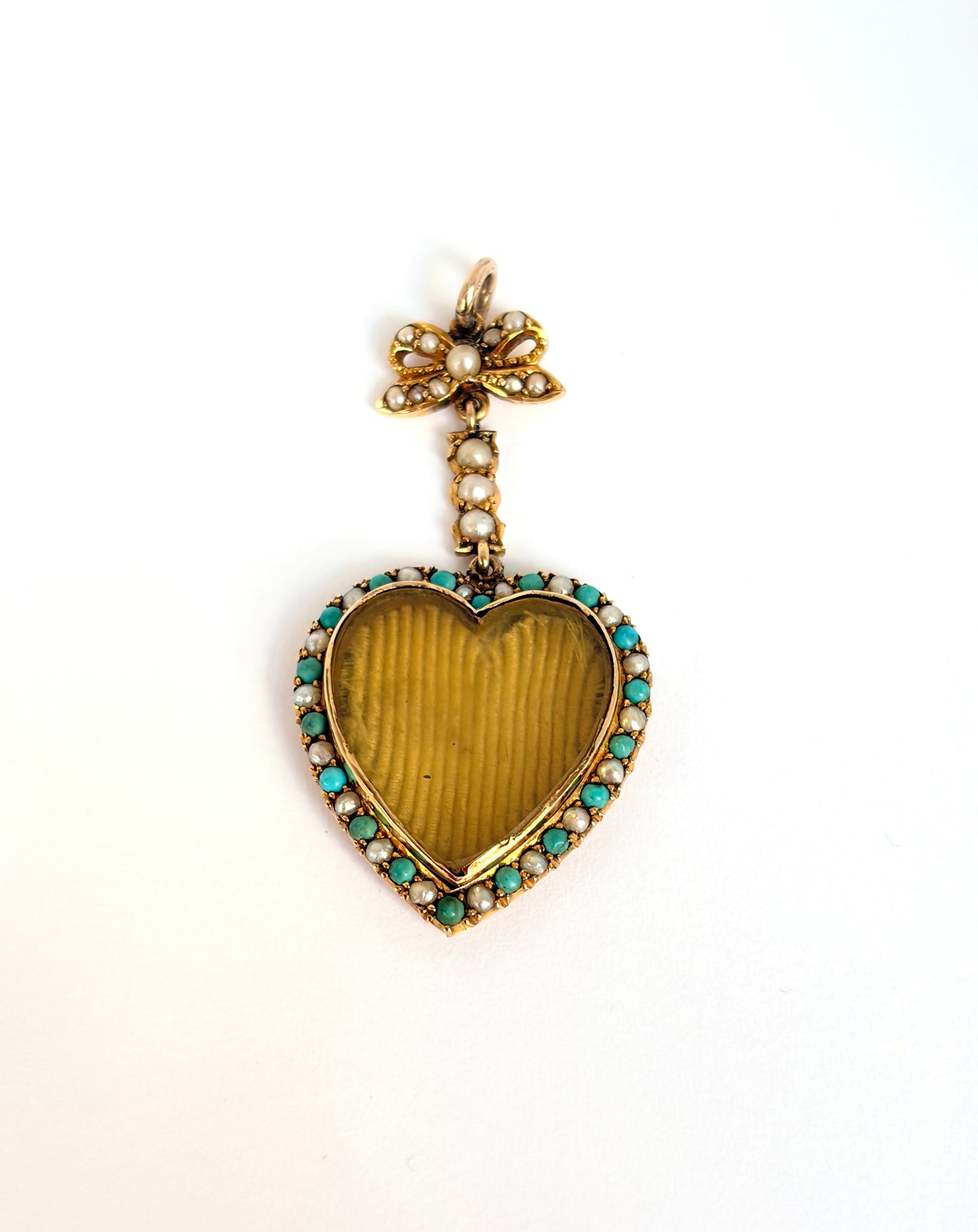 Beautiful, Victorian 15ct Gold, Turquoise, Pearl Heart Locket/Pendant