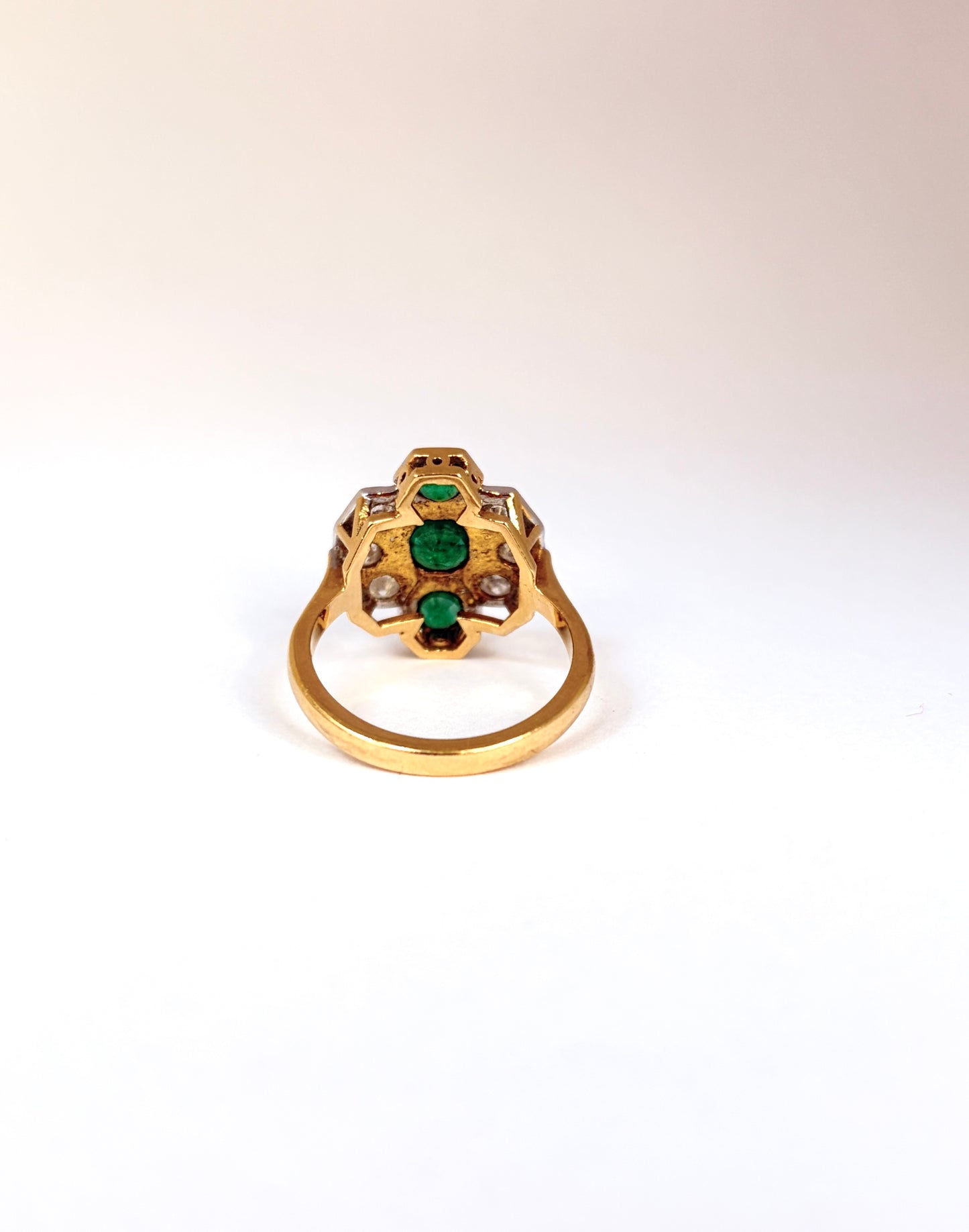 Vintage, 18ct Gold, Emerald and Diamond Extravaganza Engagement Ring