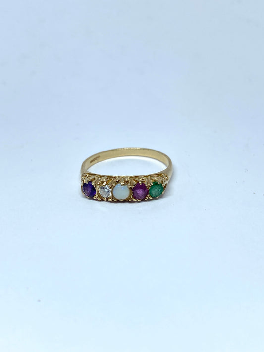 9ct Gold, ADORE acrostic ring