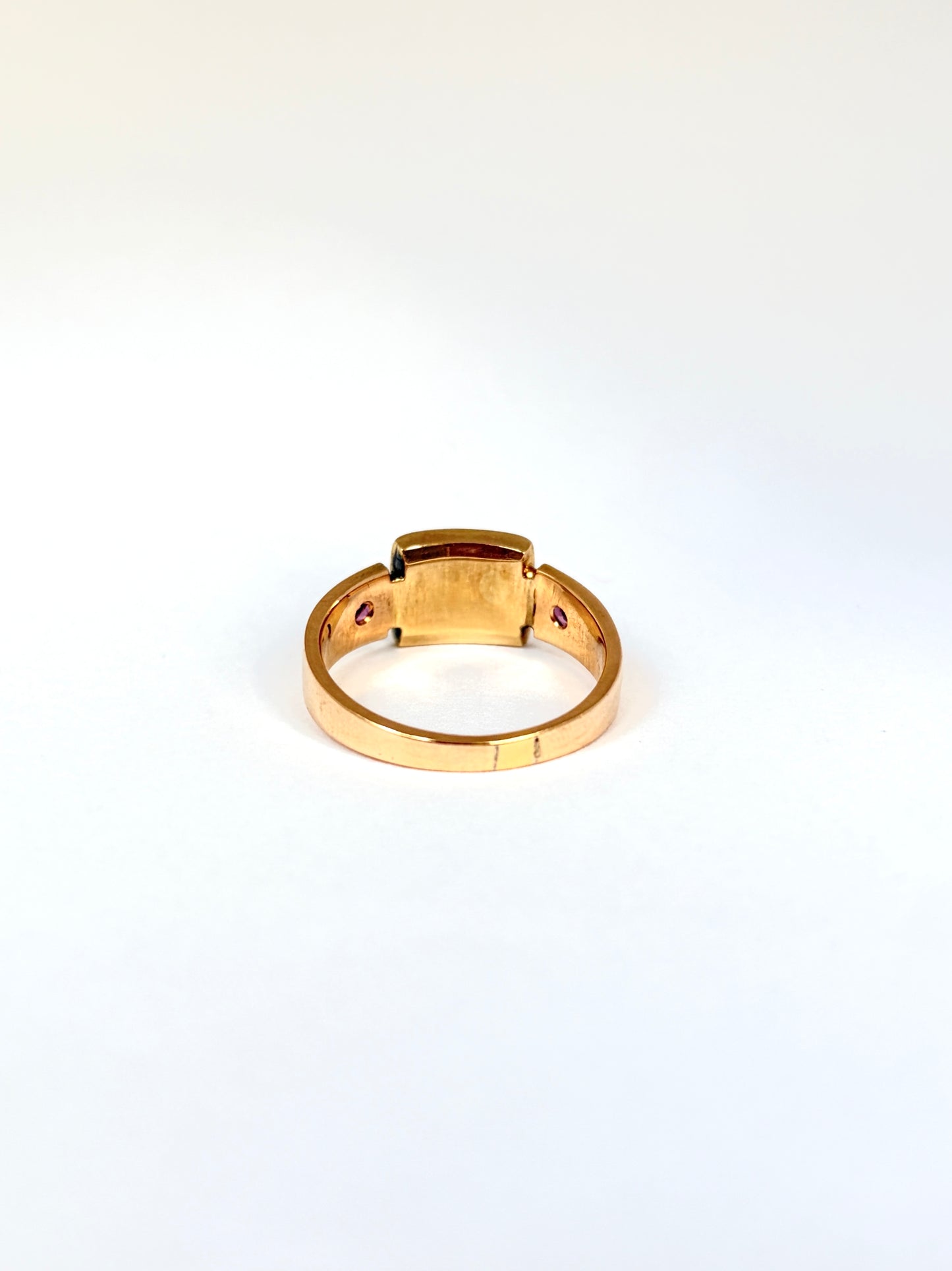 Antique, 18ct Gold Enamel, Rose Cut Diamond Cross Memorial Ring