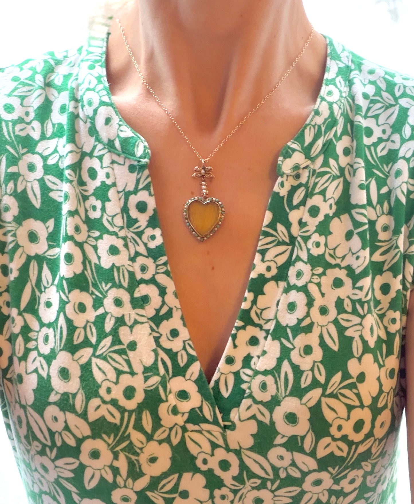 Beautiful, Victorian 15ct Gold, Turquoise, Pearl Heart Locket/Pendant