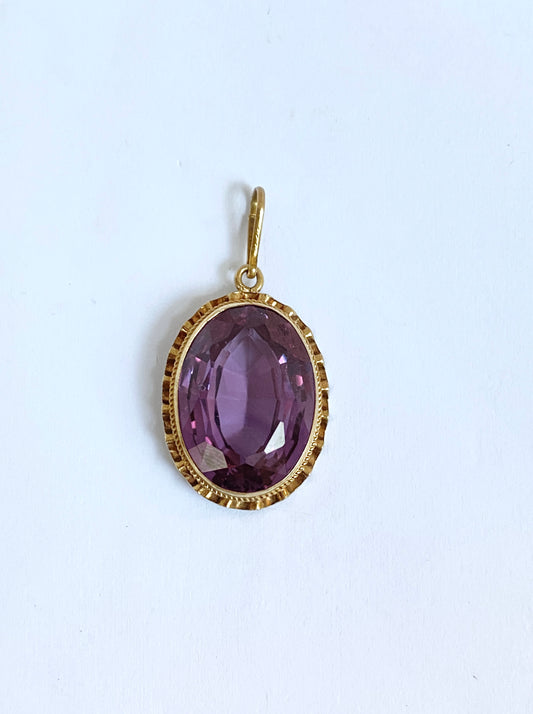 Large, Vintage, 9ct Gold, Oval Alexandrite Pendant