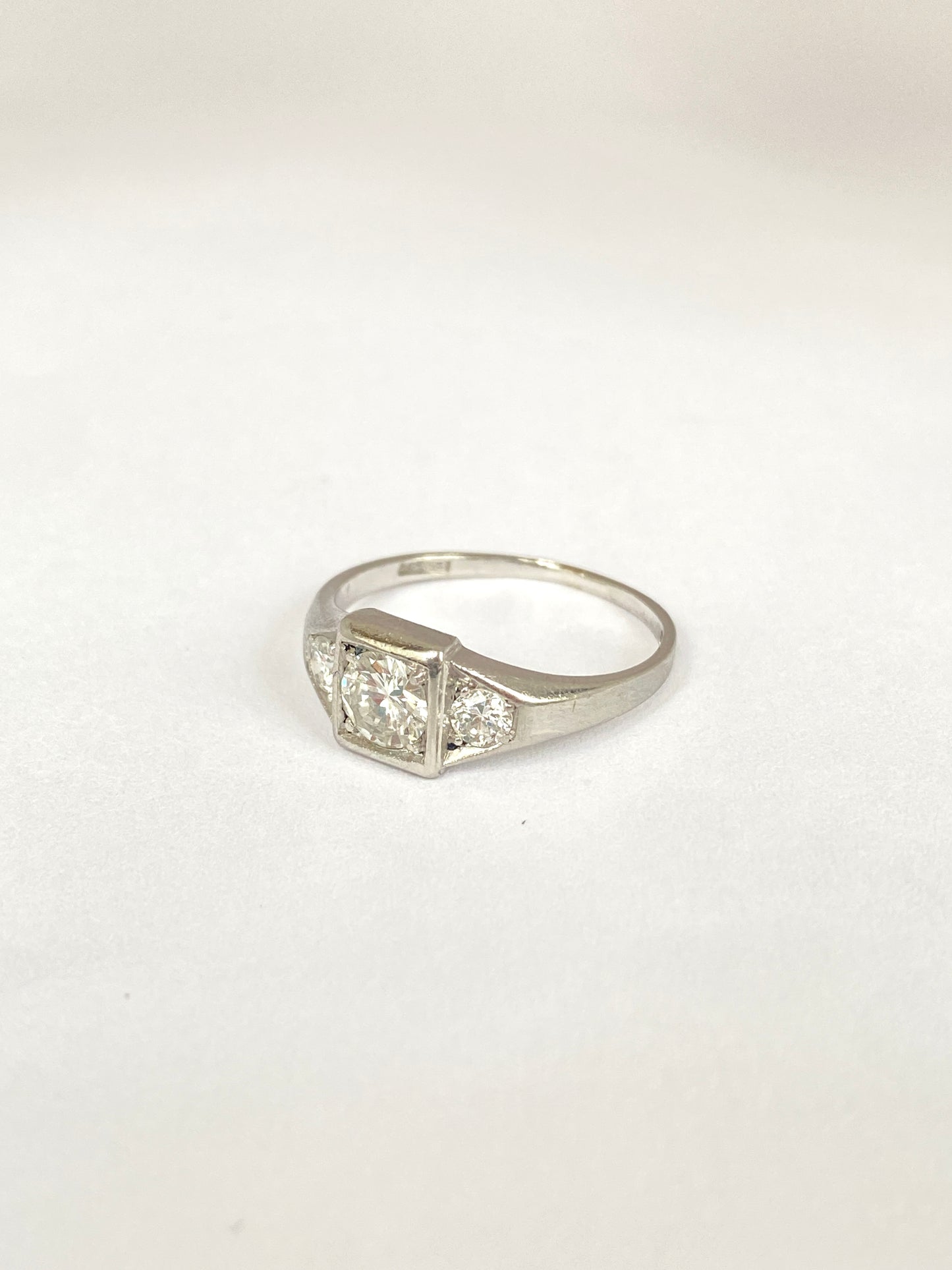 Stunning, Art Deco Diamond Trilogy Engagement Ring in Platinum