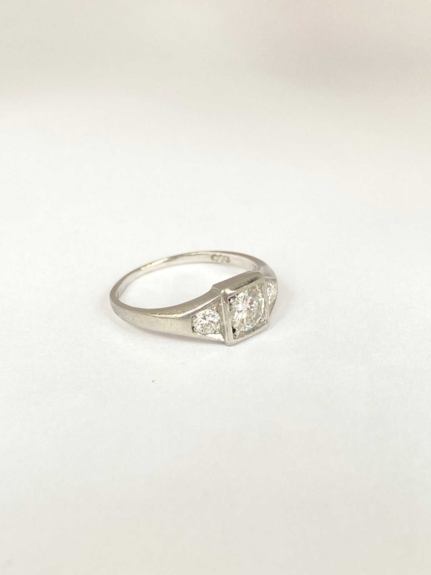 Stunning, Art Deco Diamond Trilogy Engagement Ring in Platinum