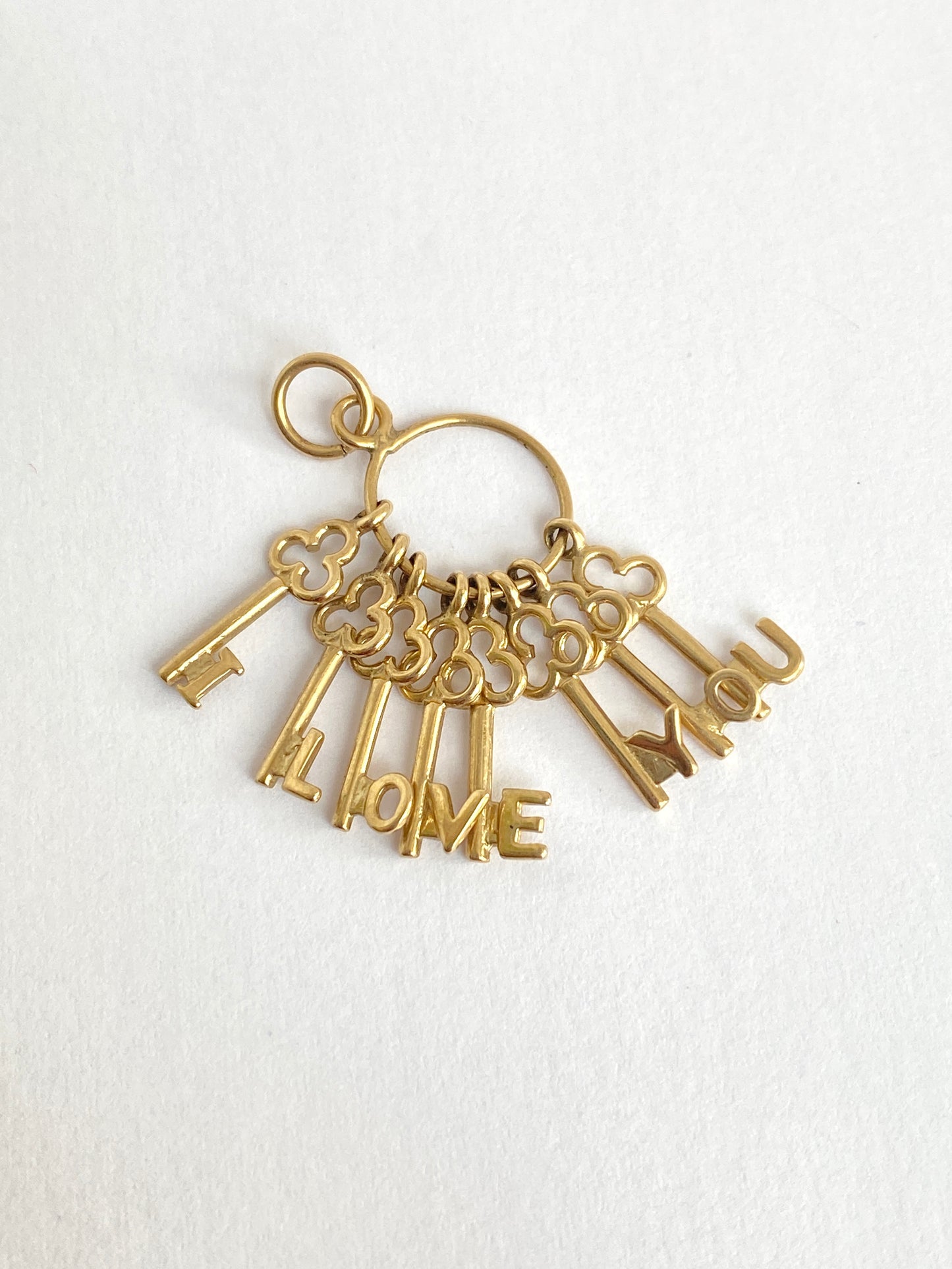 Vintage, 9ct Gold 'I Love You' Keys charm, Hallmarked, 9ct Gold.