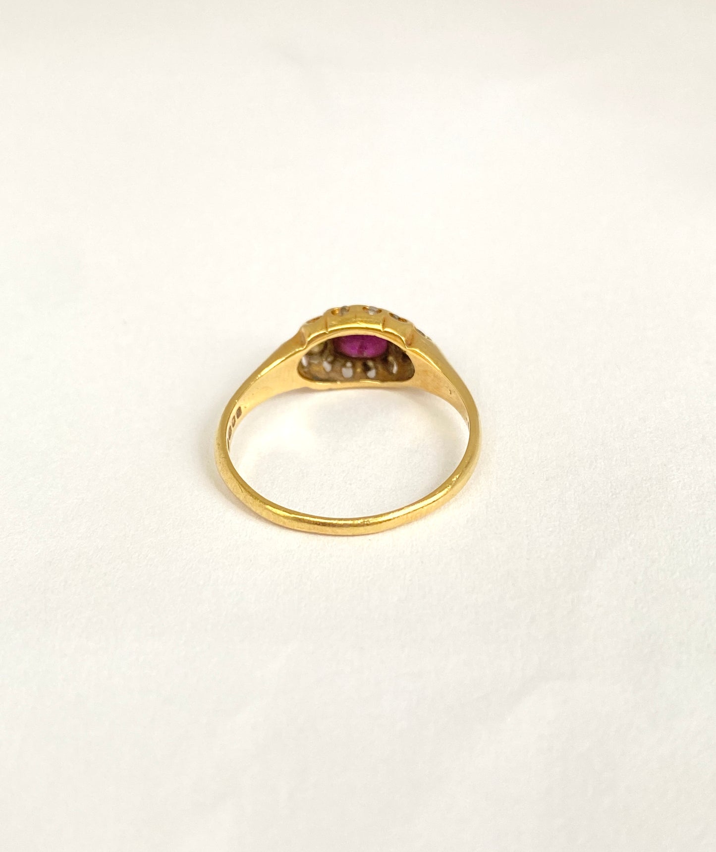 Vintage, 18ct Gold Ruby and Rose cut Diamond Ring,  Hallmarked, London 1973