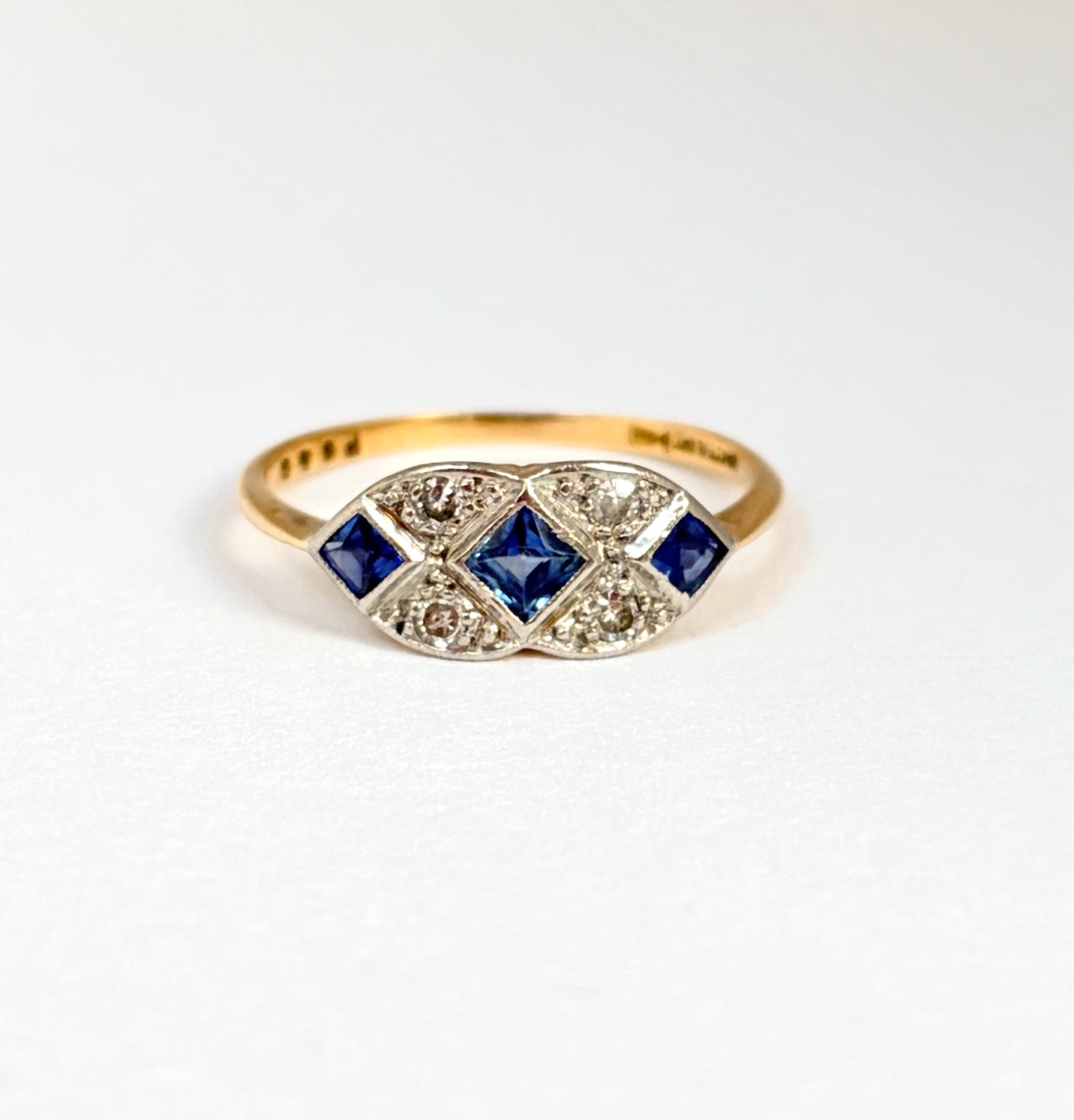 Art Deco, 18ct Gold Diamond and Sapphire Engagement Ring