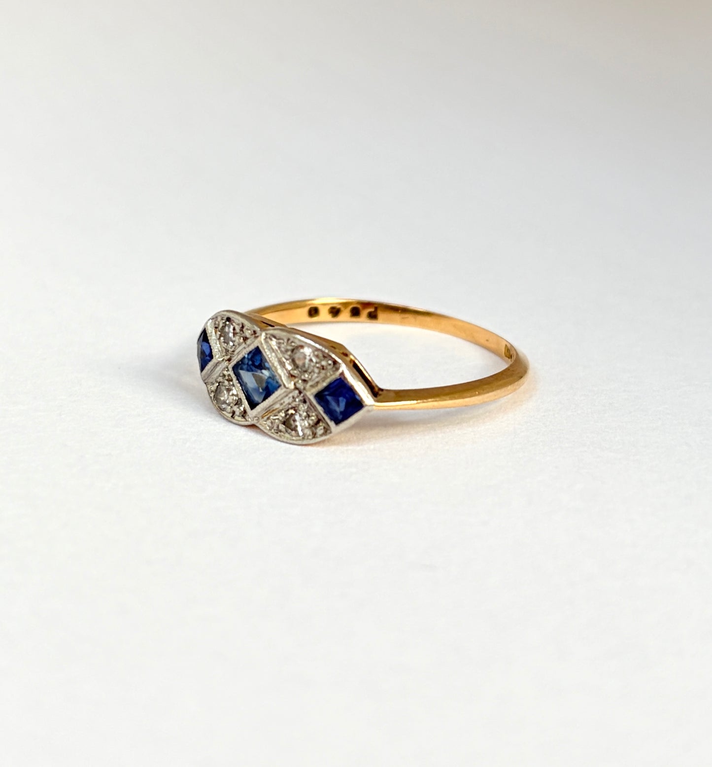Art Deco, 18ct Gold Diamond and Sapphire Engagement Ring