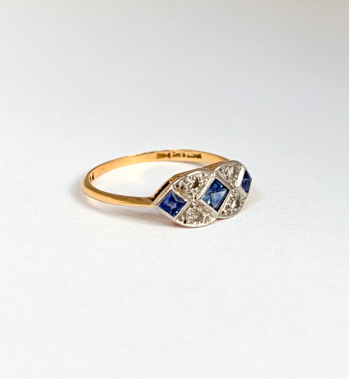 Art Deco, 18ct Gold Diamond and Sapphire Engagement Ring